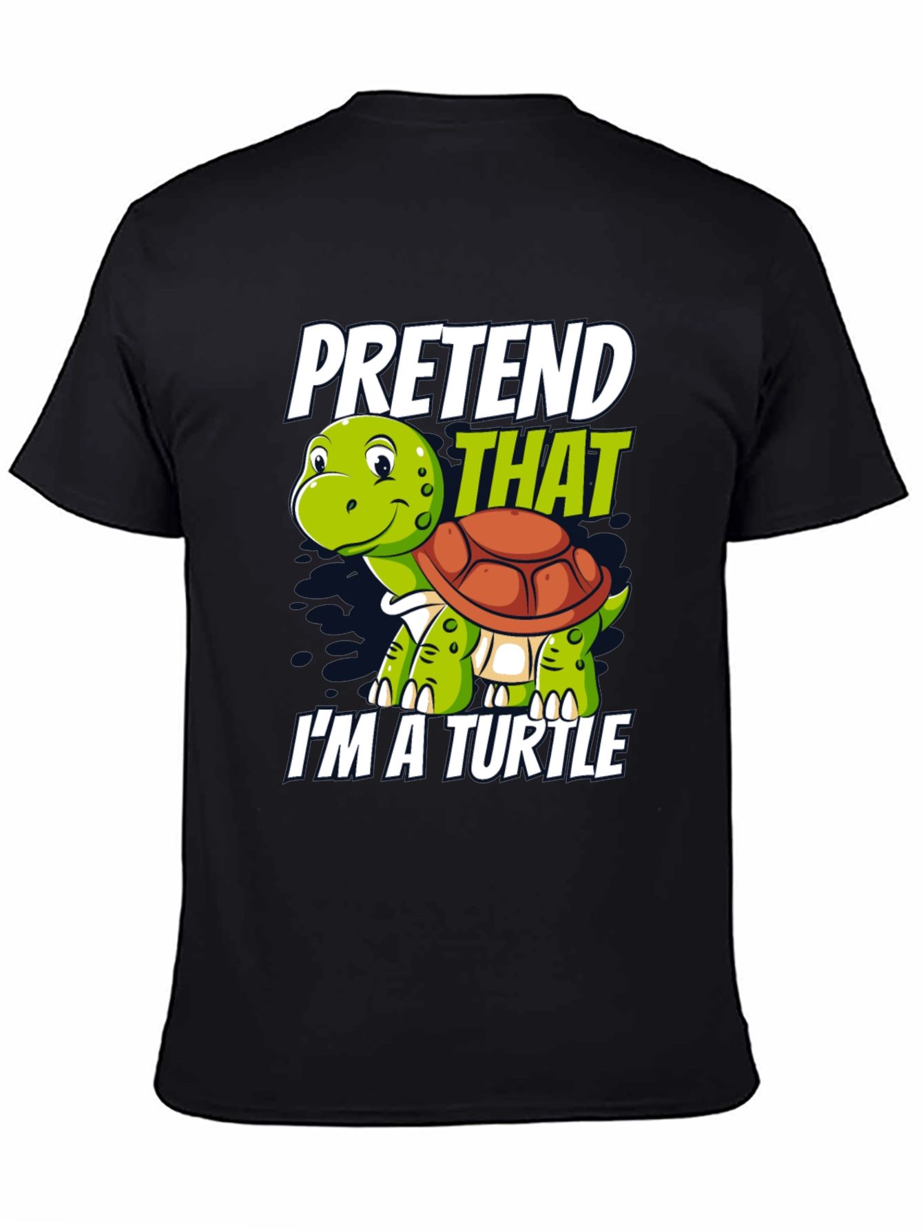 Black Pretend I'm A Turtle Novelty T-Shirt view 4