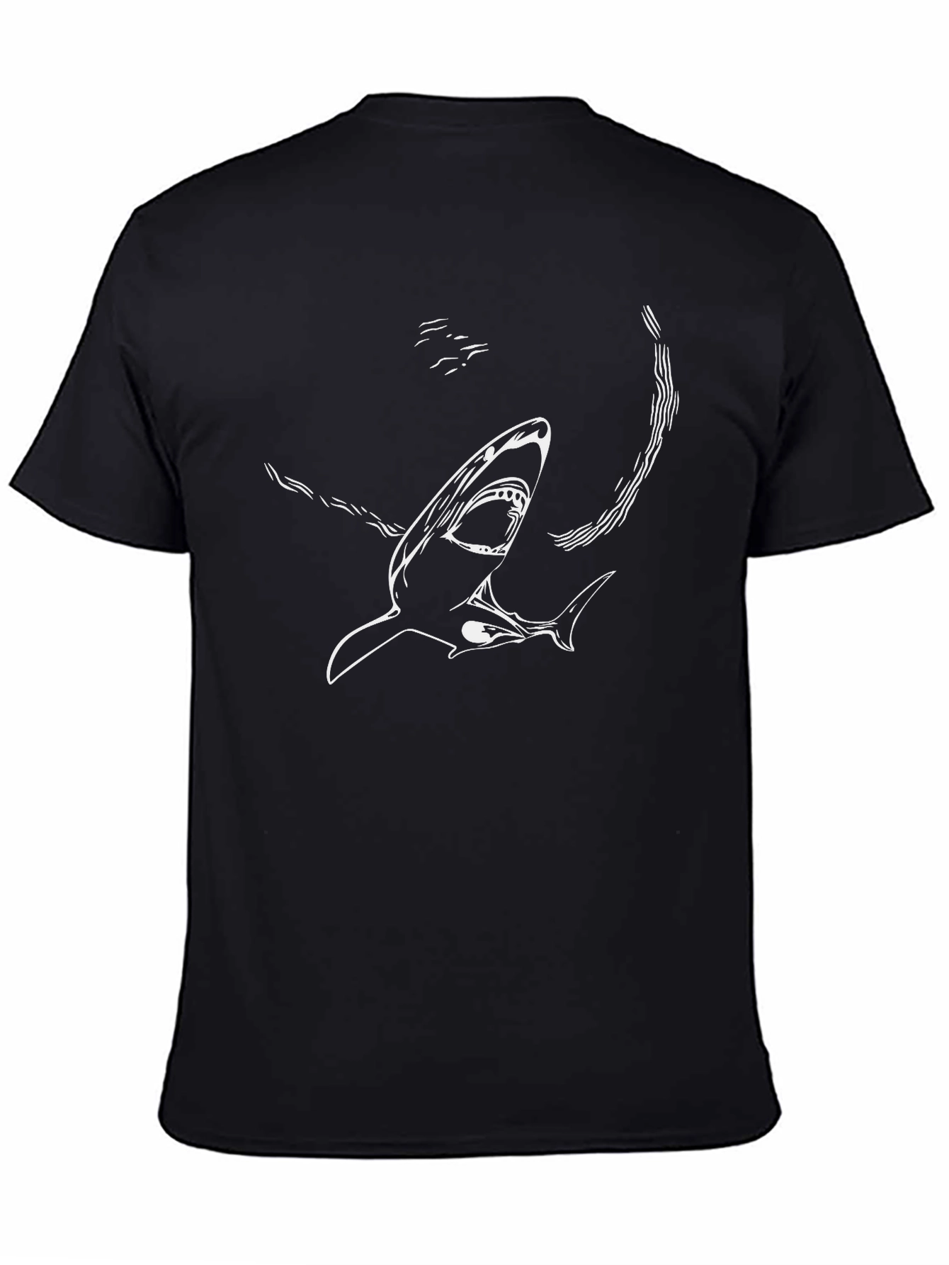 Black Shark Graphic Tee - Men's Black Cotton T-Shirt view 4