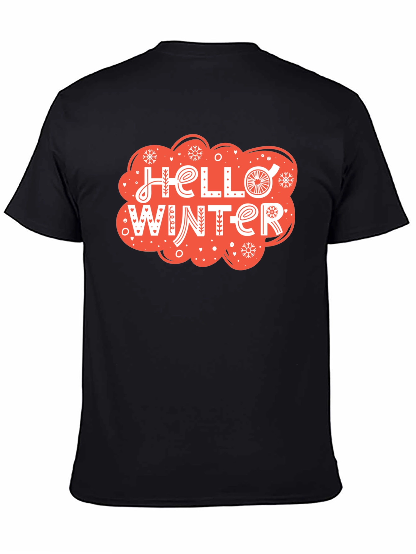 Black Hello Winter Graphic Tee - Cozy Holiday Shirt view 4