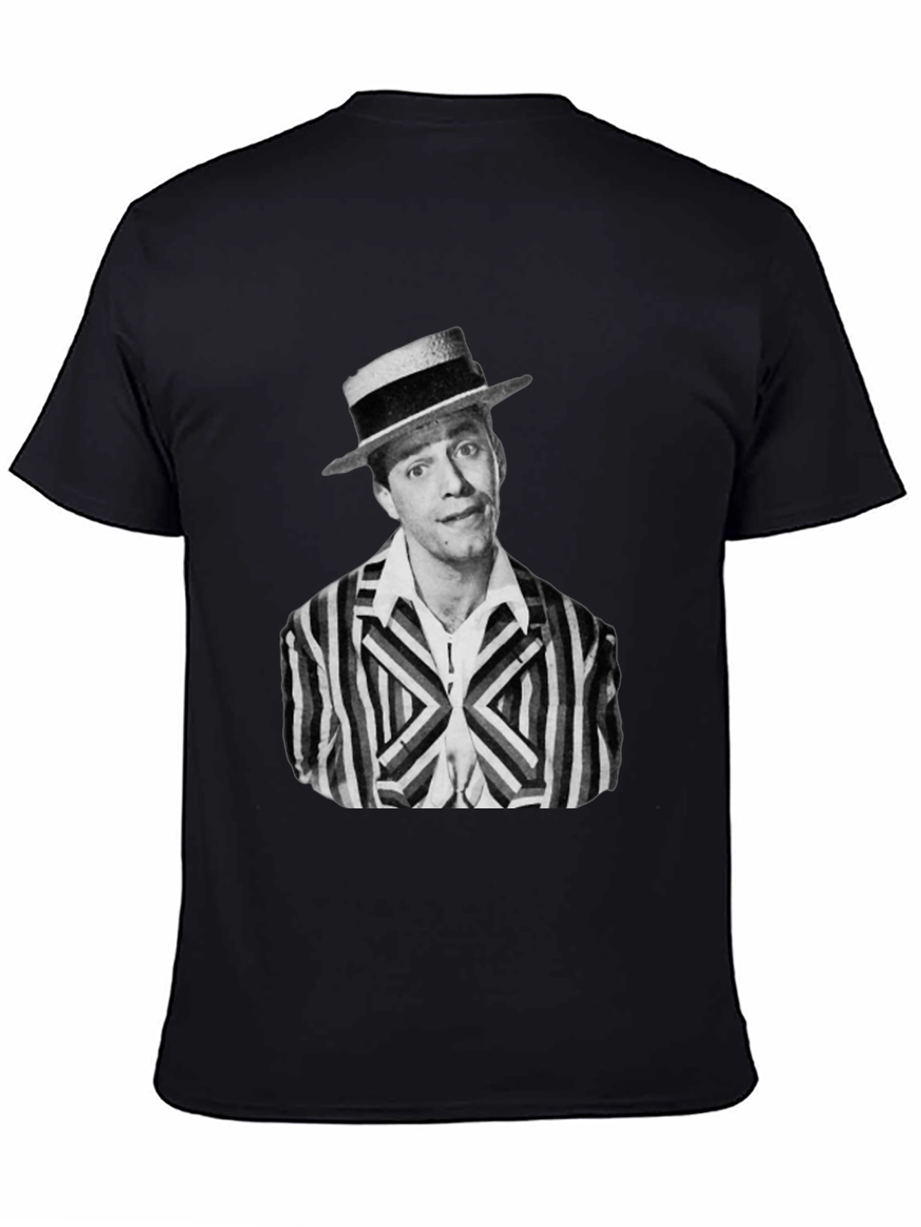 Black Retro Comedian Portrait T-Shirt view 4