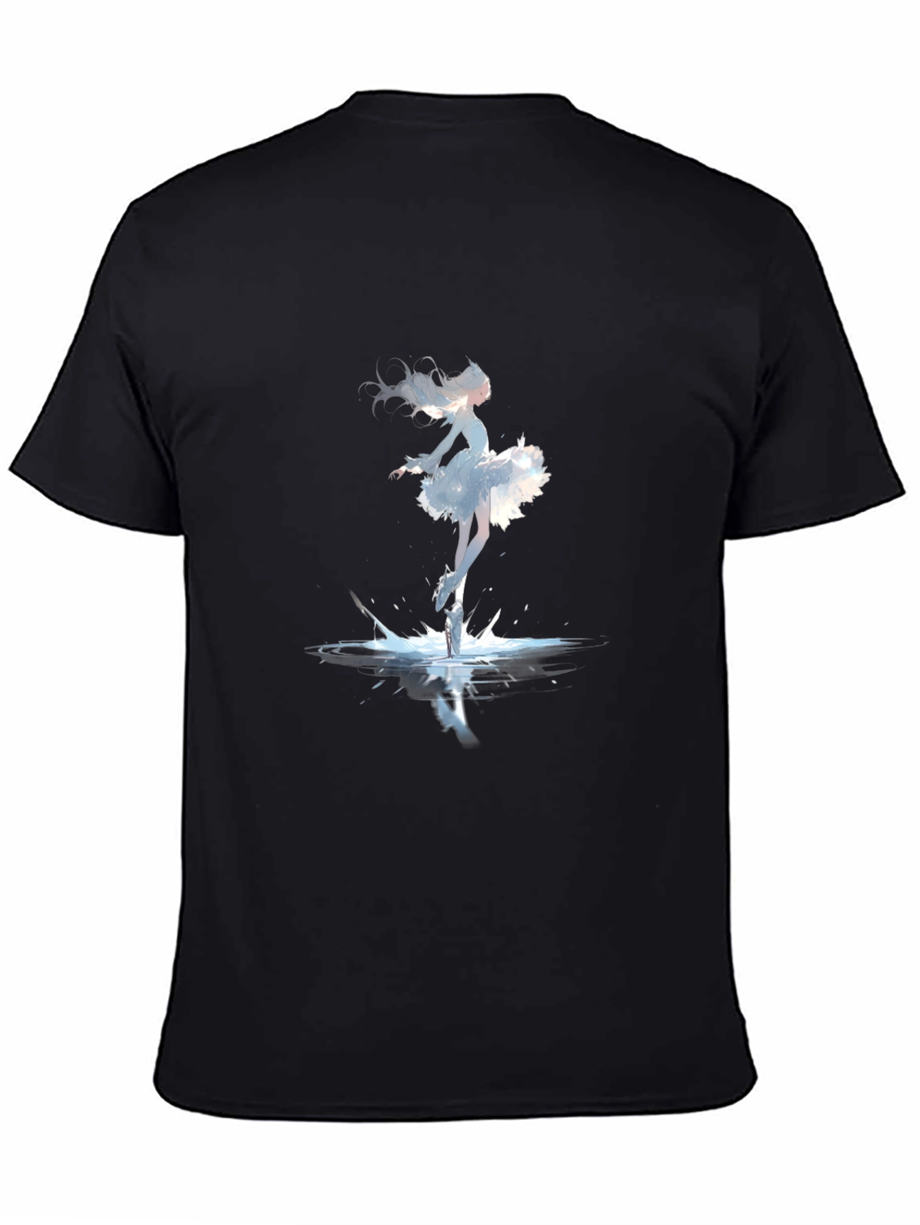 Black Ballerina Splash Graphic Tee - Black Cotton Shirt view 4