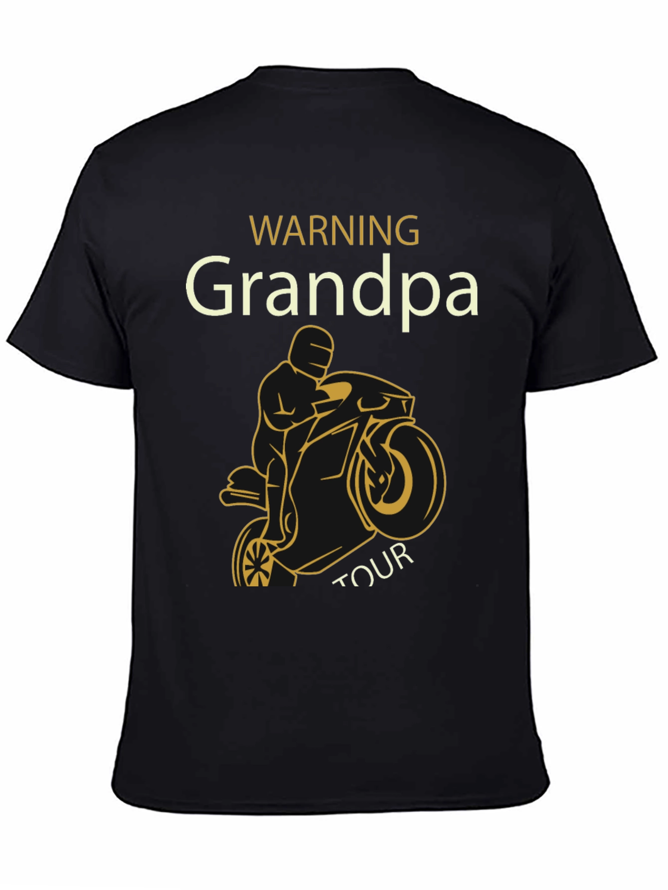 Black Warning Grandpa Tour Motorcycle T-Shirt view 4