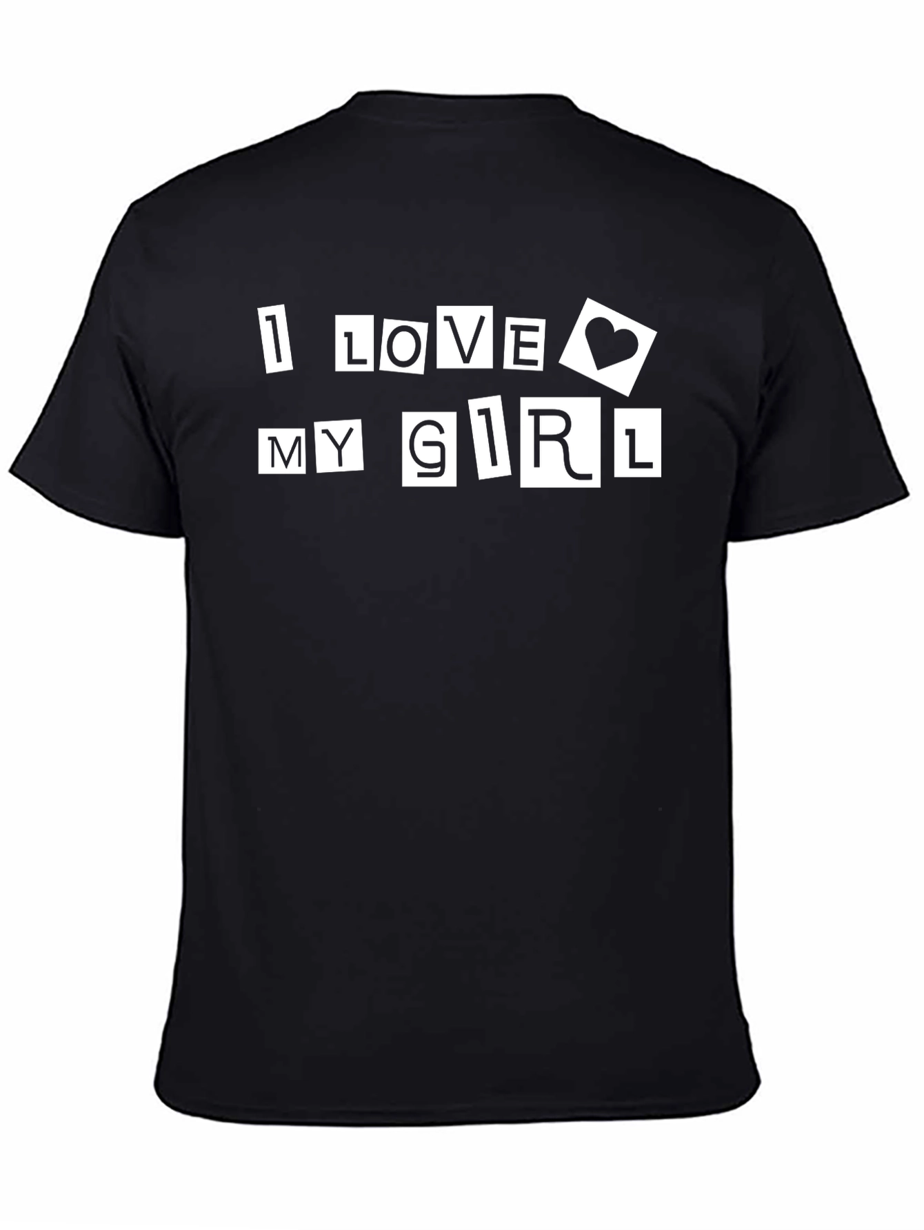 Black I Love My Girl Black Graphic Tee Shirt view 4