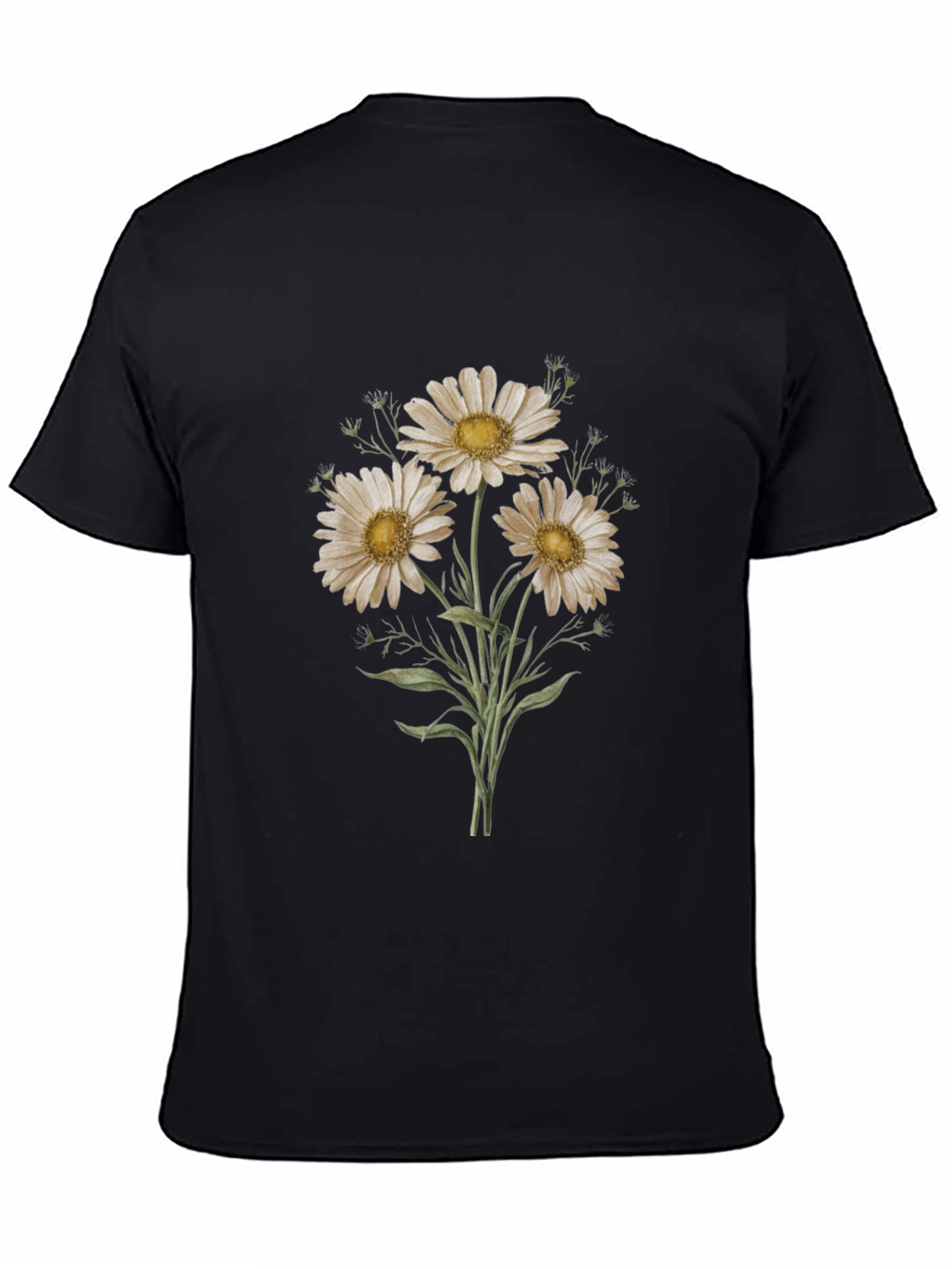 Black Daisy Graphic Tee - Black Unisex T-Shirt view 4