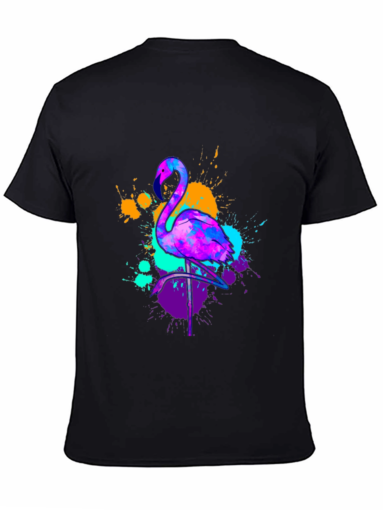 Black Neon Flamingo Graphic Tee - Vivid Men's T-Shirt view 4