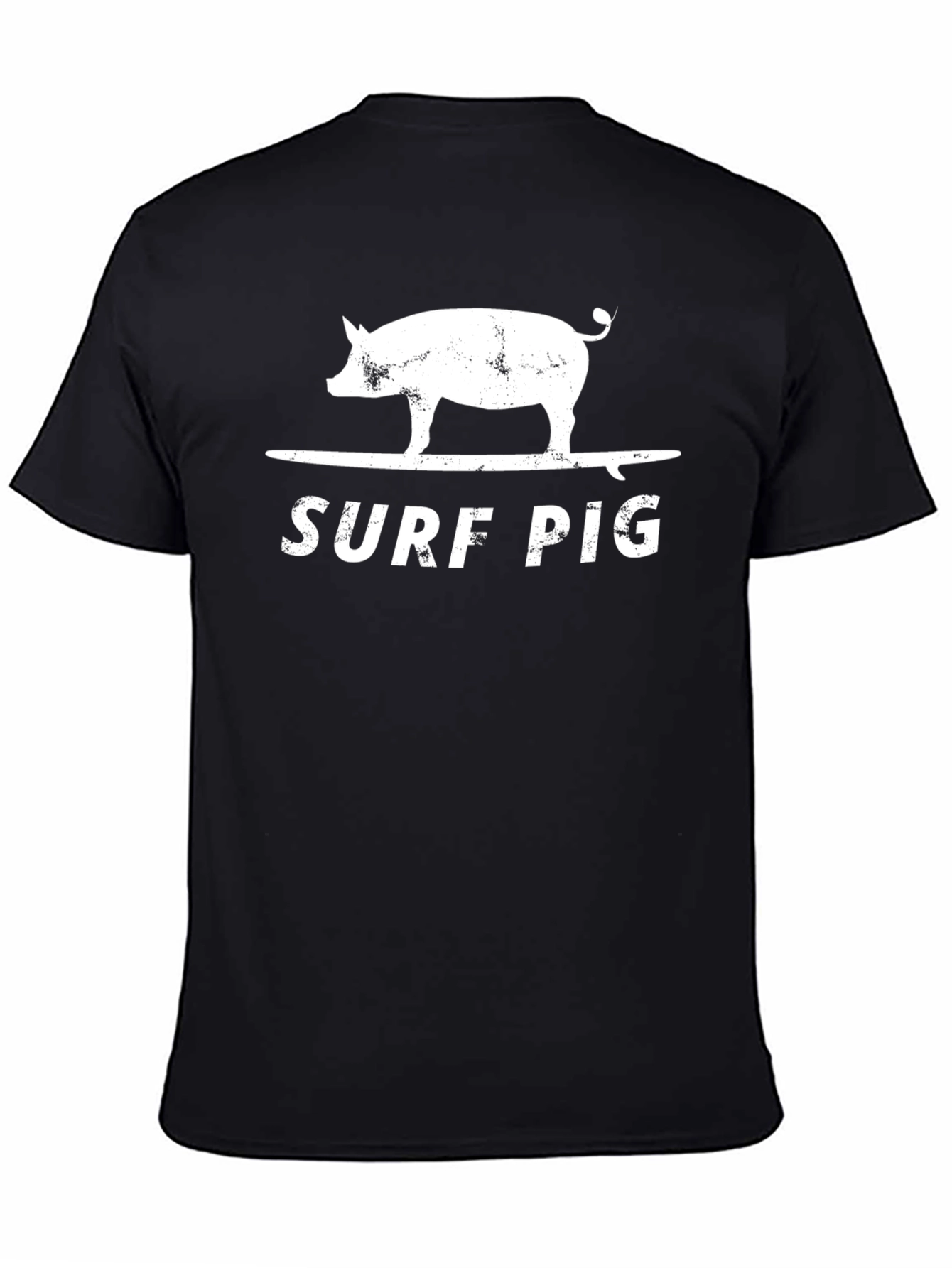 Black Surf Pig T-Shirt - Funny Graphic Tee for Beach Lovers view 4