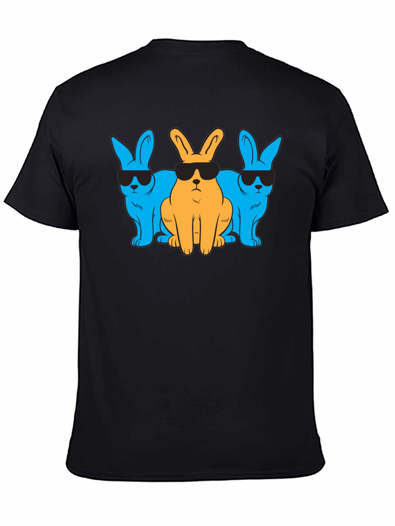 Black Cool Rabbits Graphic T-Shirt - Black Cotton Tee view 4