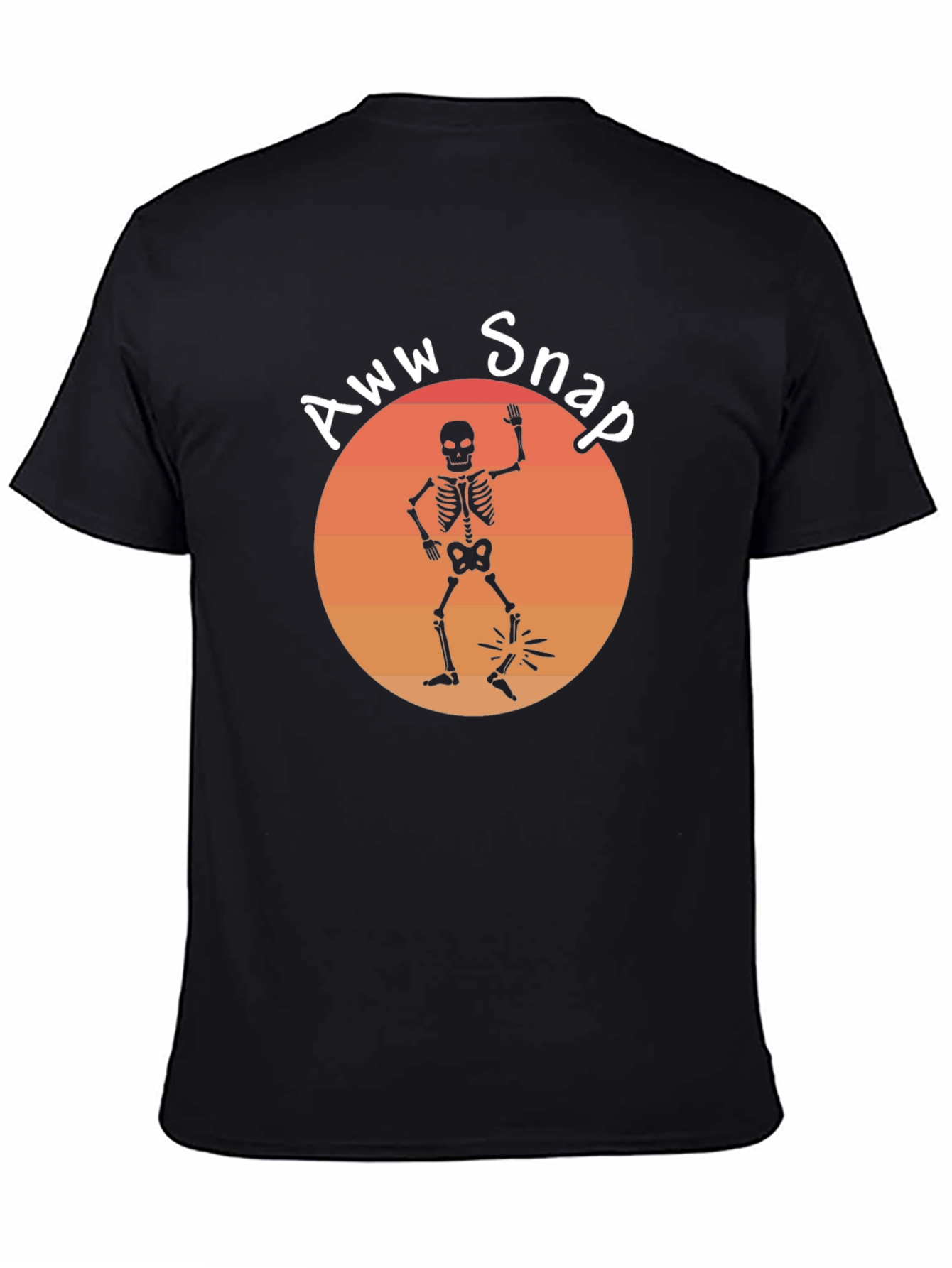 Black Aww Snap Skeleton Graphic Tee - Humor Shirt view 4