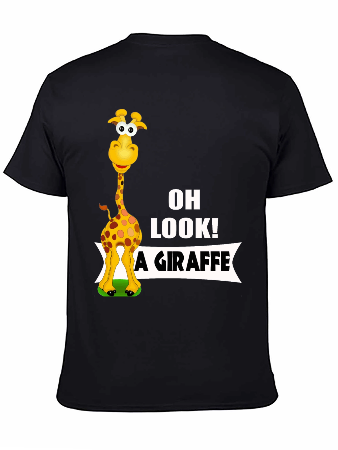 Black Funny Giraffe Graphic Tee - Oh Look! A Giraffe T-Shirt view 4