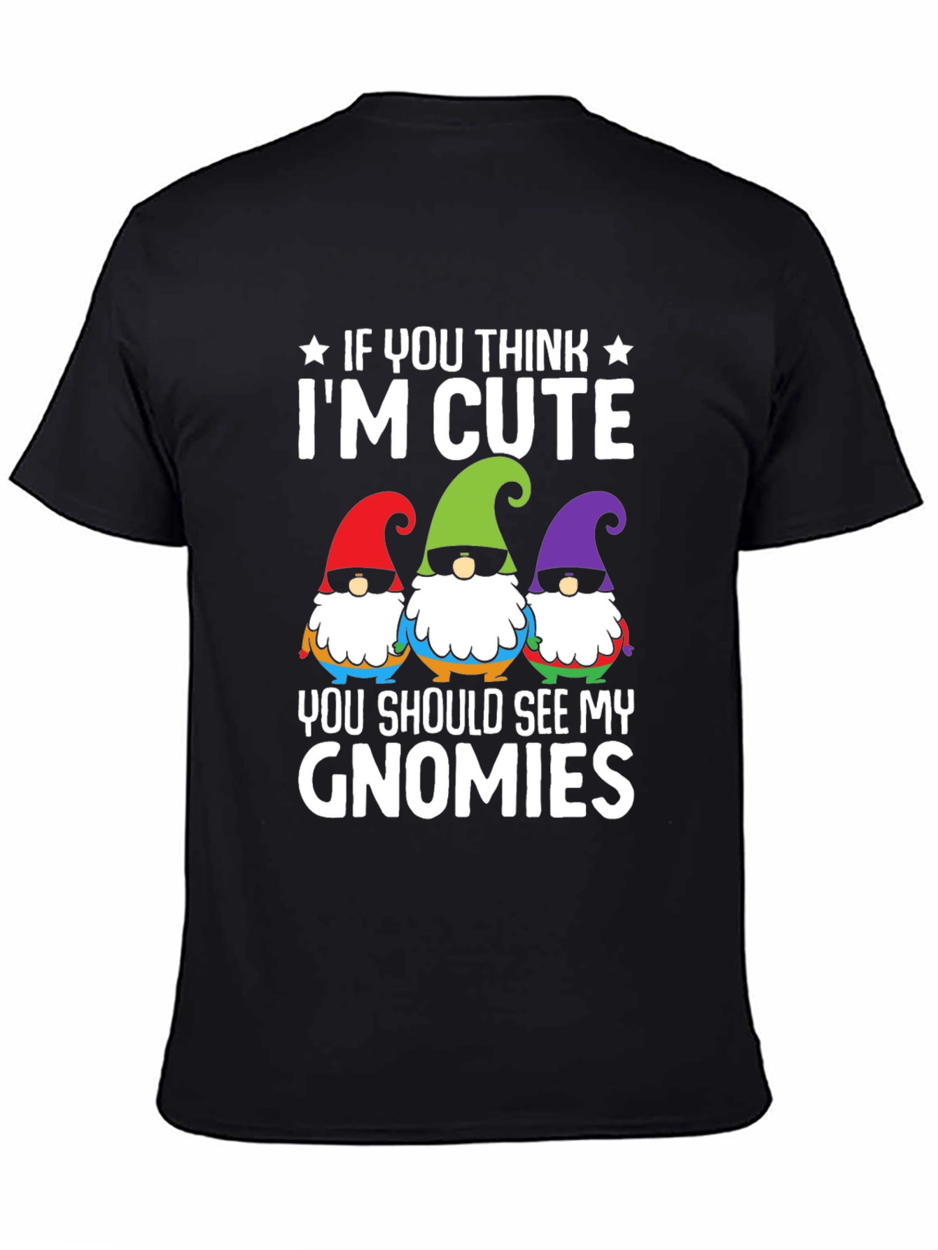 Black Cute Gnomies Graphic T-Shirt view 4