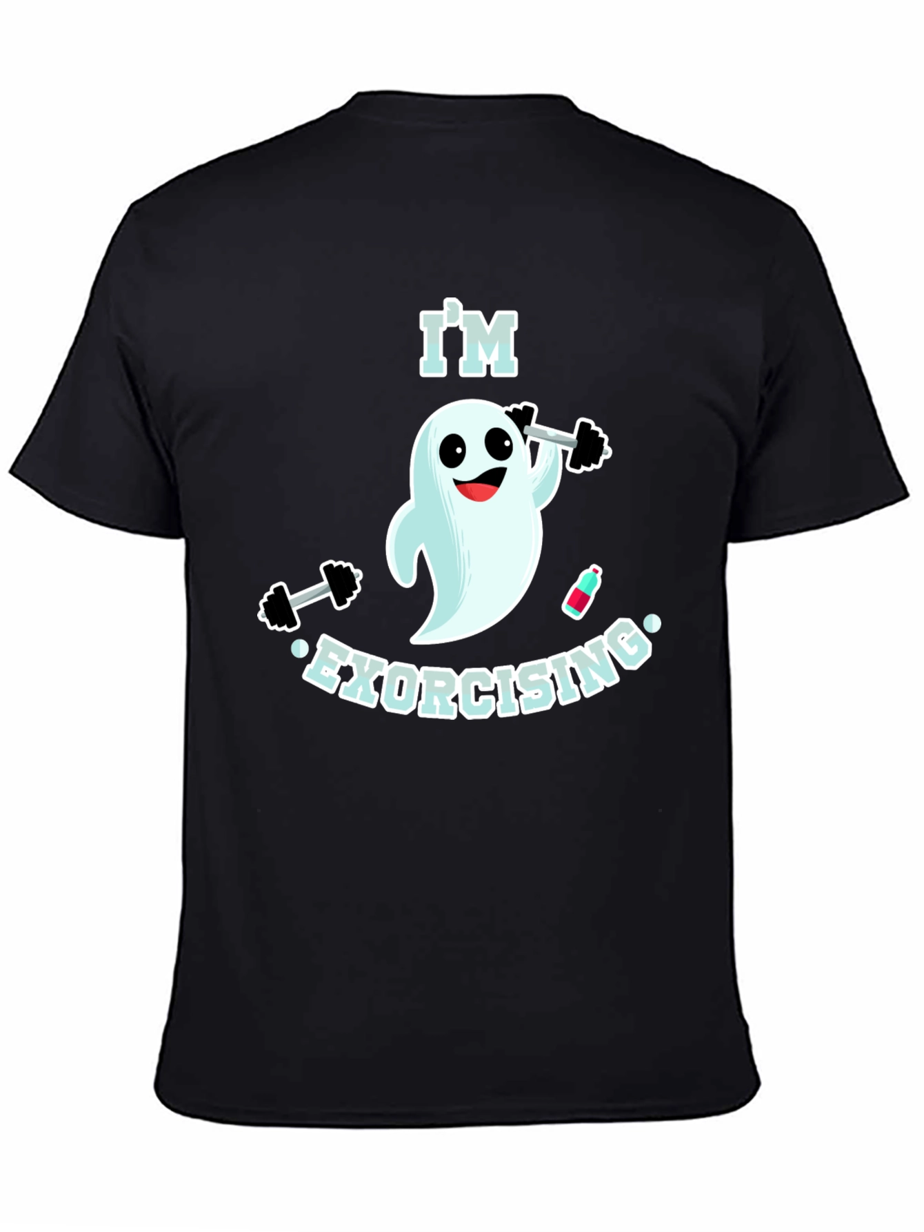 Black I'm Exorcising Funny Ghost Gym T-Shirt view 4