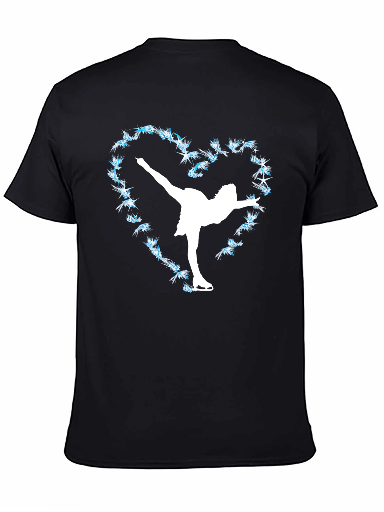 Black Figure Skating Heart Tee - Ice Skater T-Shirt view 4