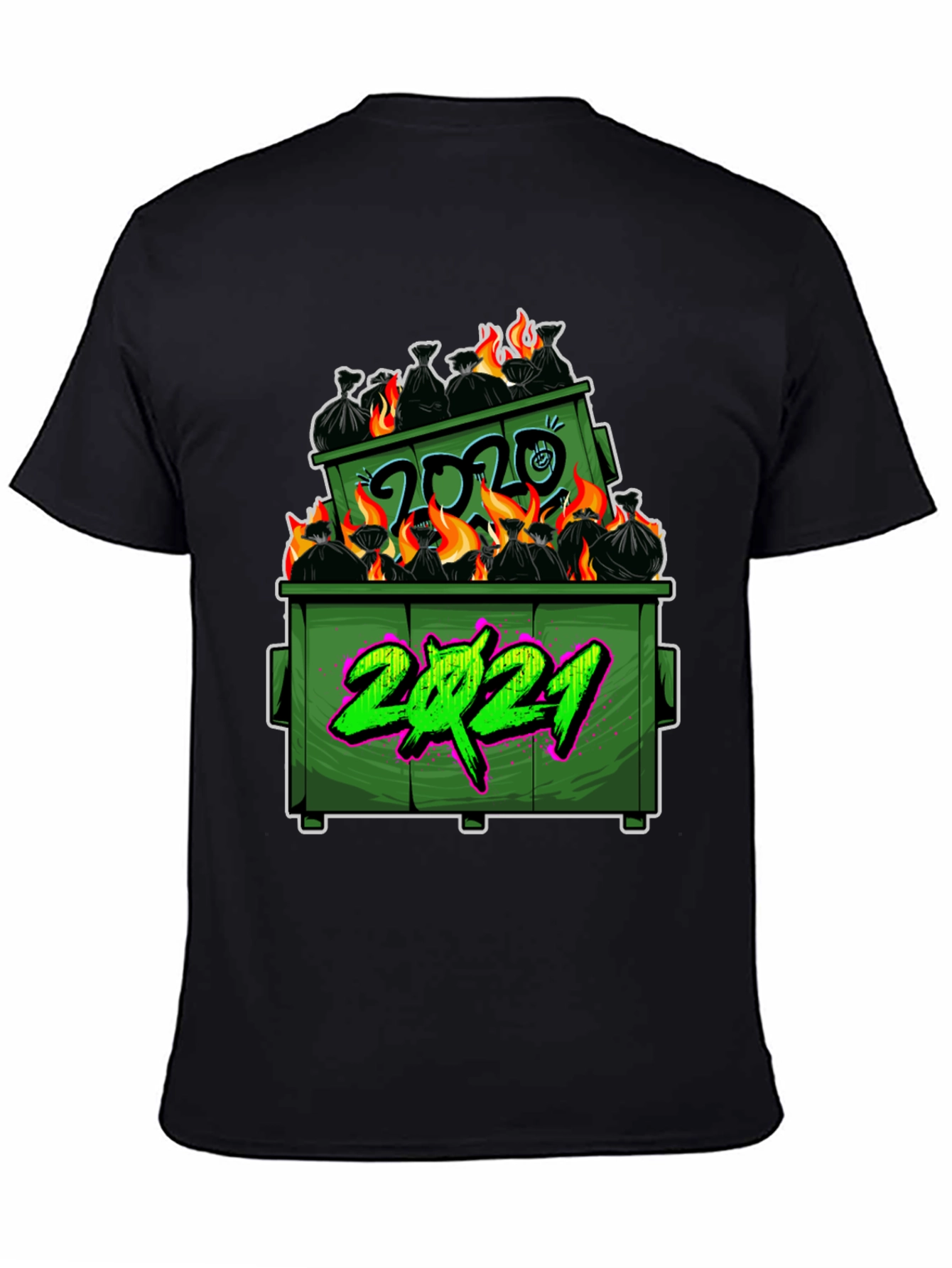 Black Dumpster Fire 2020-2021 Graphic T-Shirt view 4