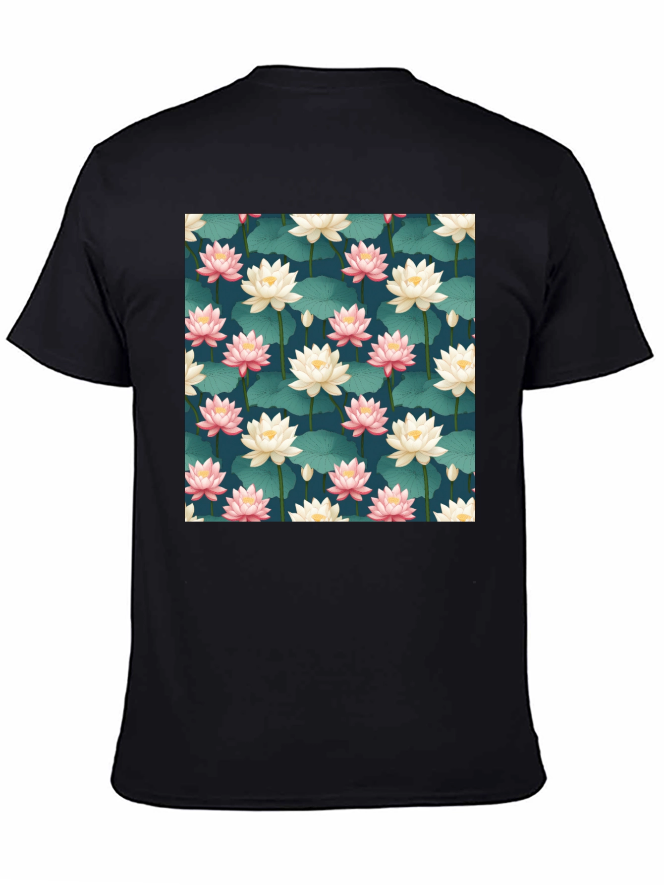 Black Lotus Pattern T-Shirt view 4