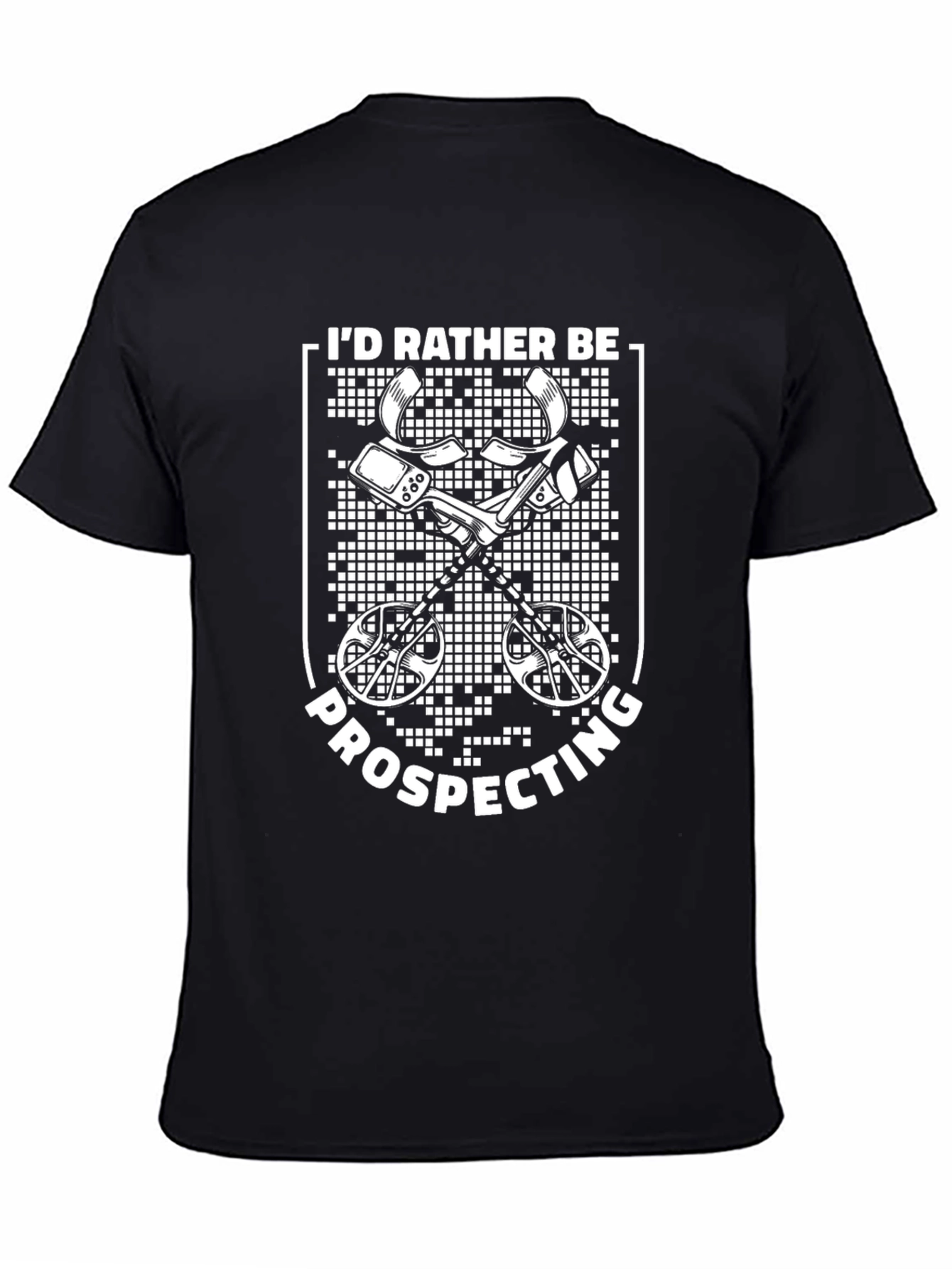 Black Prospecting T-Shirt - Metal Detector Graphic view 4