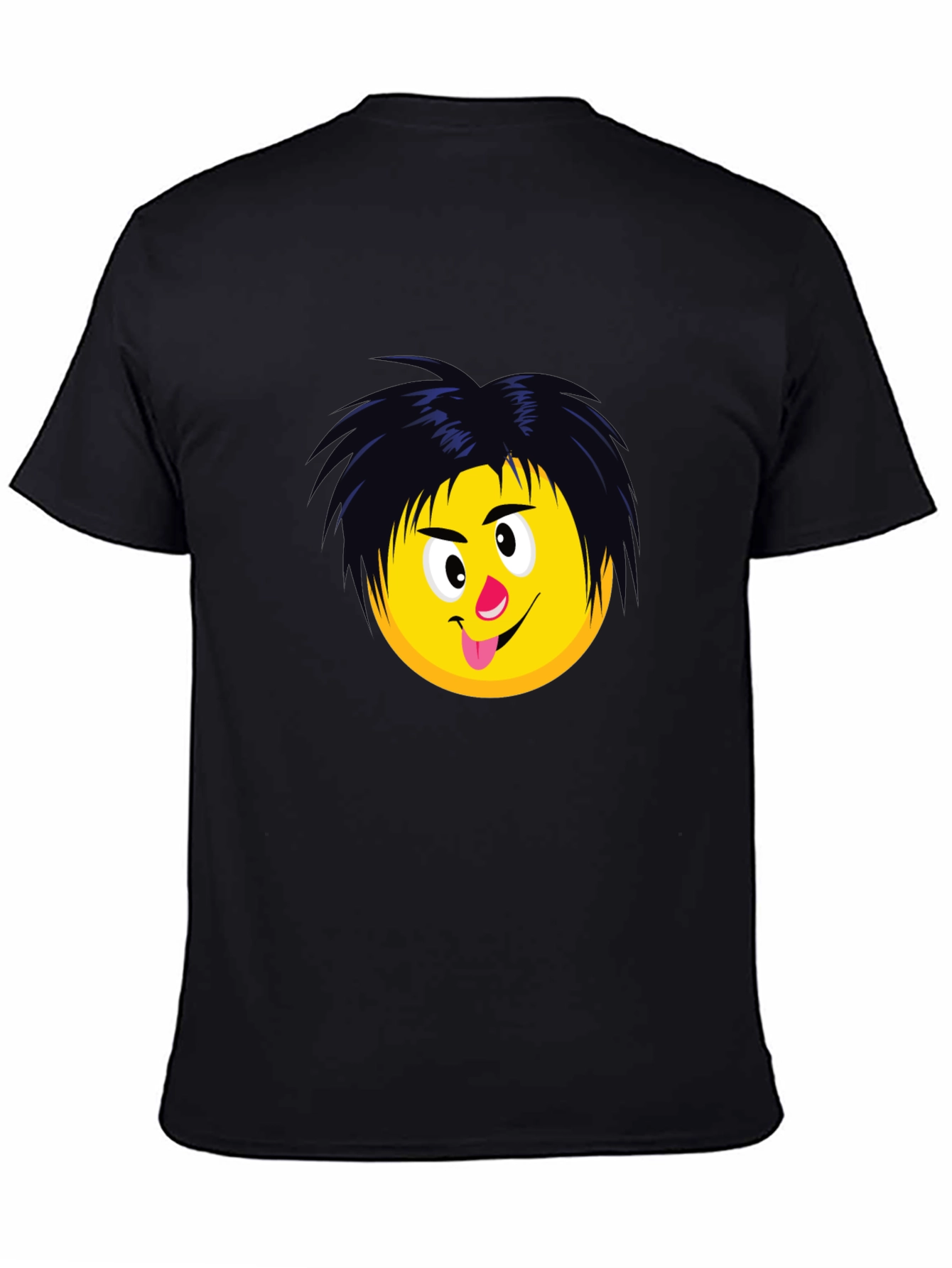 Black Funny Emoji Graphic T-Shirt - Black view 4