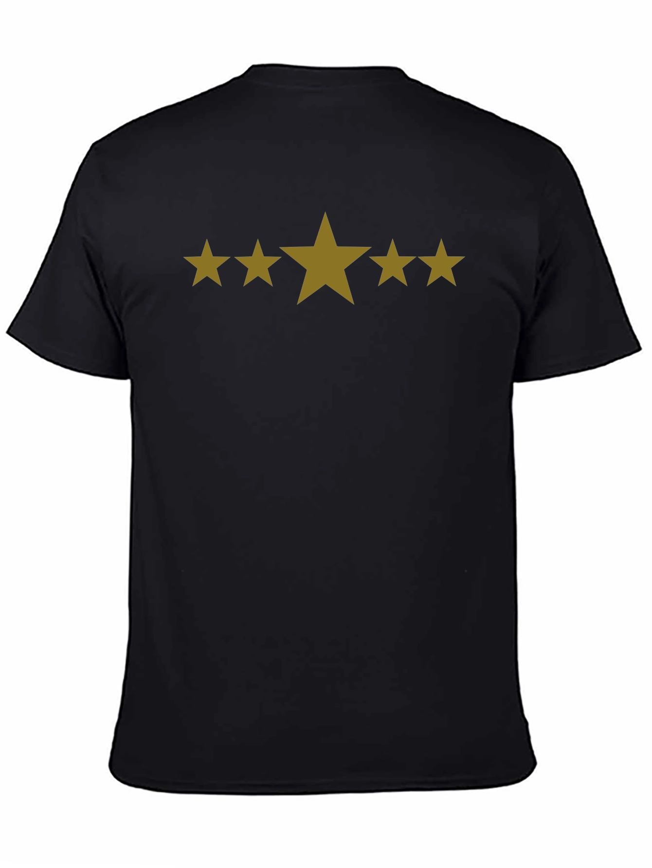 Black Five Star Graphic Tee - Black Cotton Blend Casual T-Shirt view 4