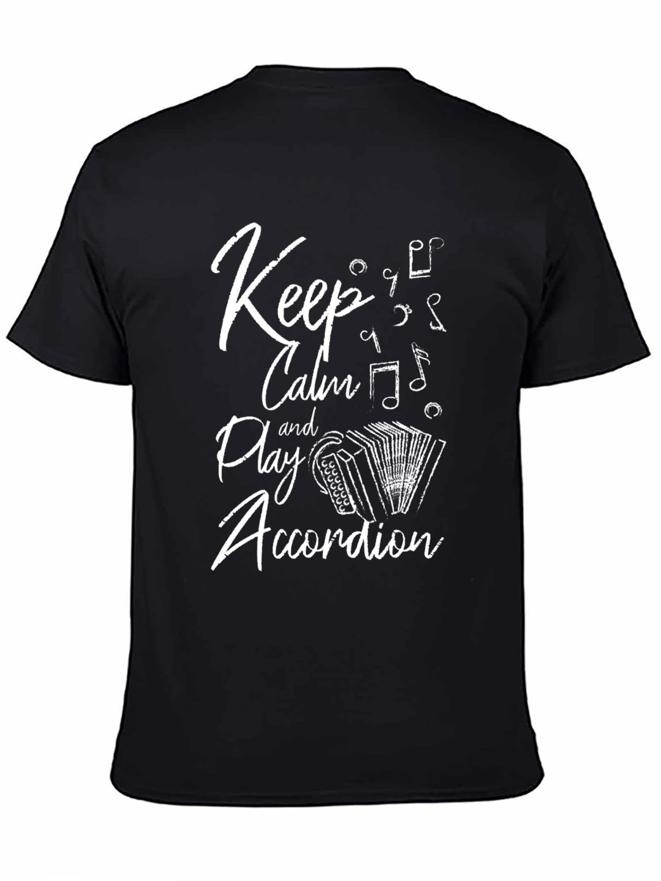 Black Keep Calm Play Accordion Black T-Shirt view 4