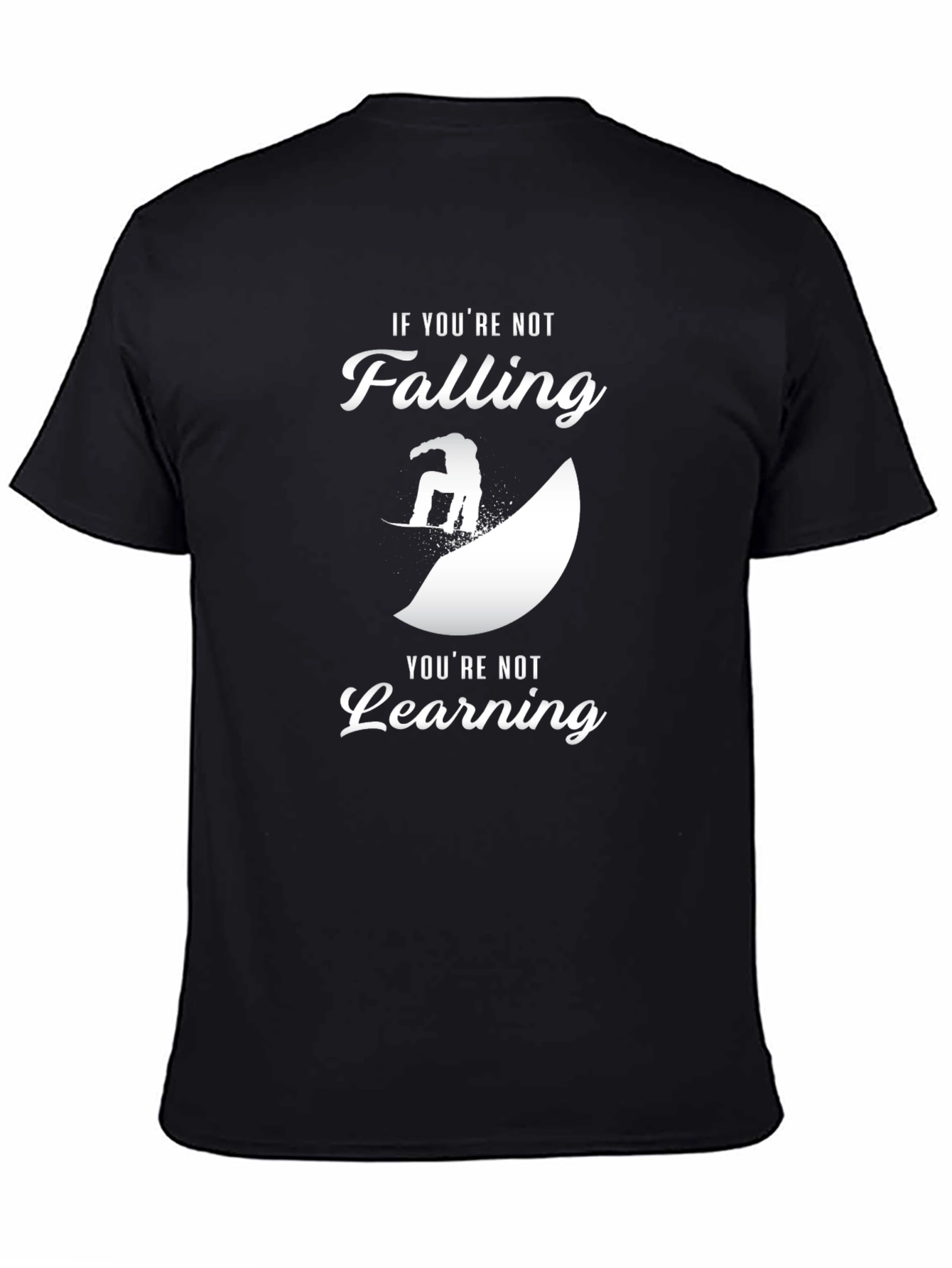 Black Falling Snowboarder Graphic Tee - Learn Something New view 4