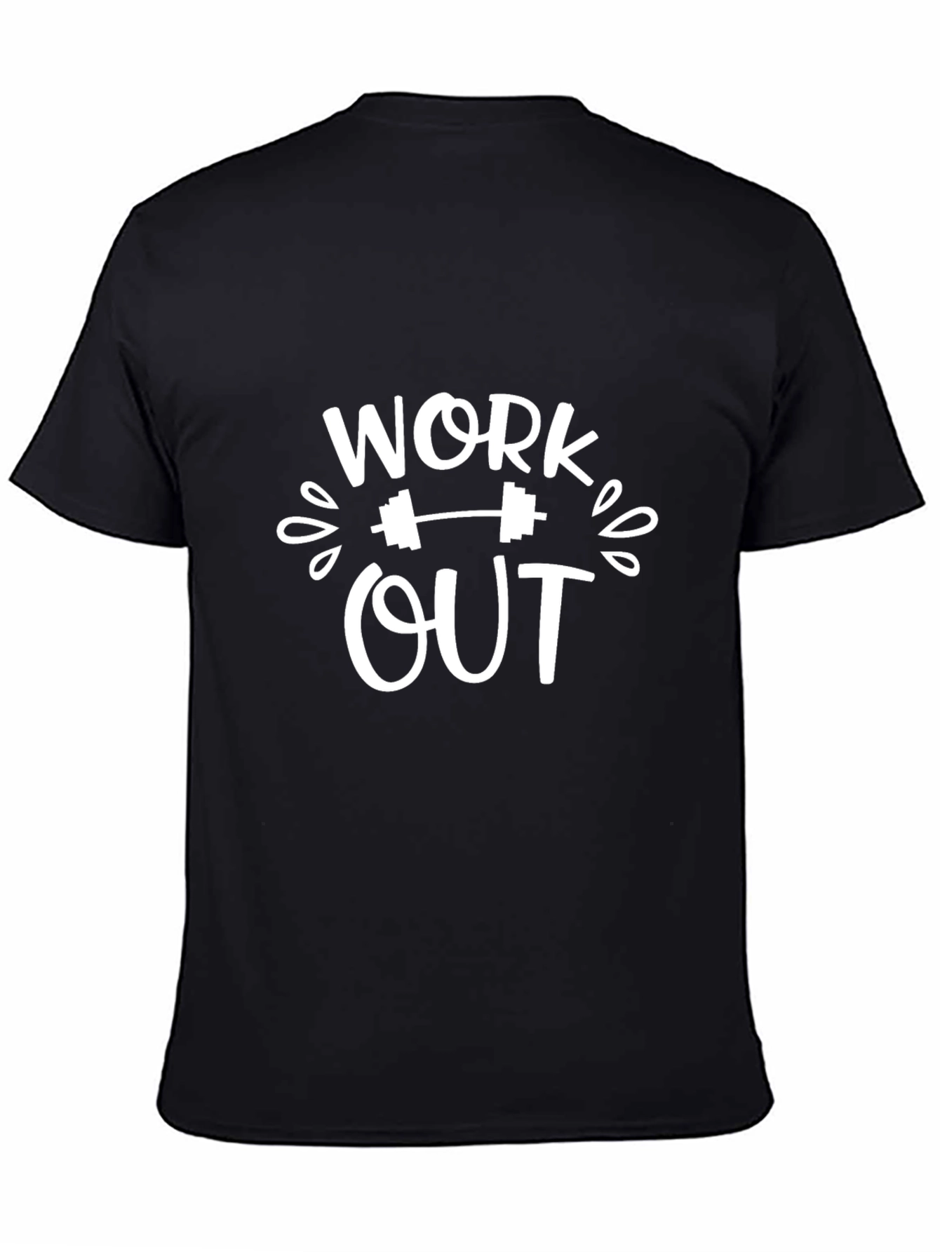 Black Men's Black T-Shirt - Work Out Design view 4