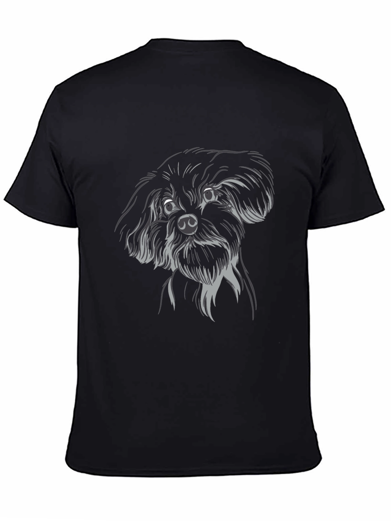 Black Dog Sketch Black T-Shirt view 4