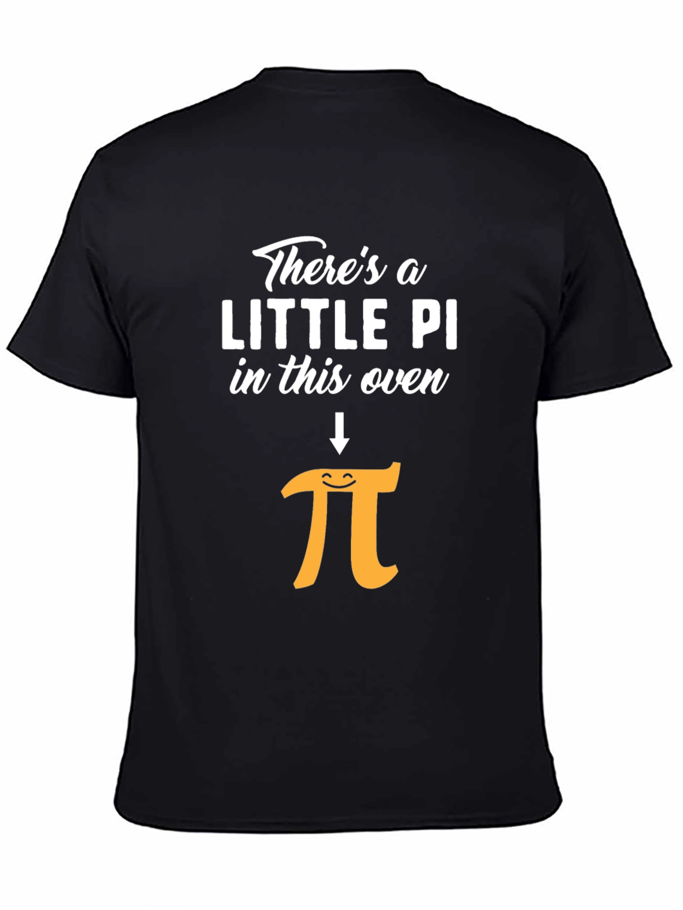 Black Funny "Little Pi in This Oven" Pregnancy Announcement Shirt view 4