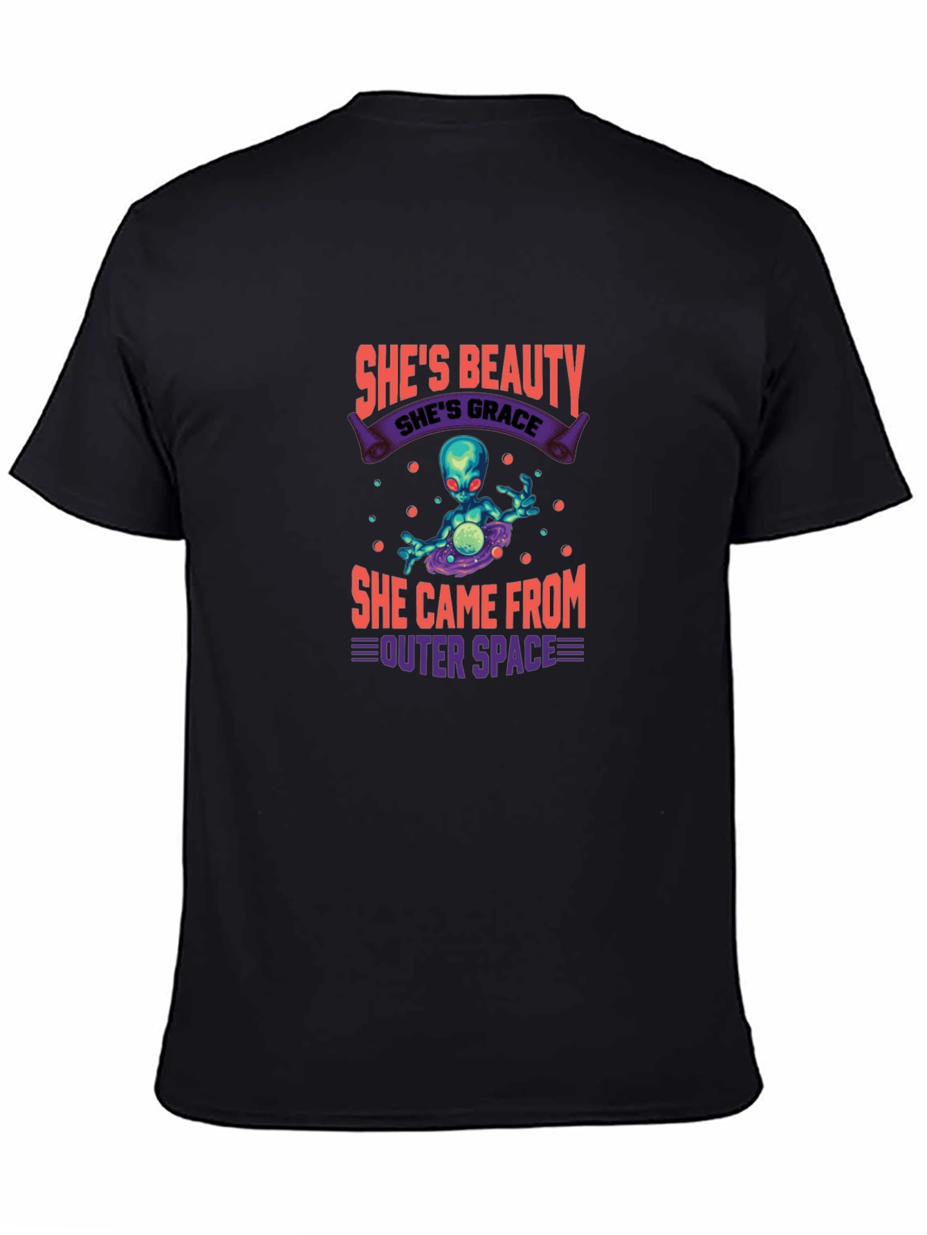Black She's Beauty She's Grace Alien Graphic Tee view 4