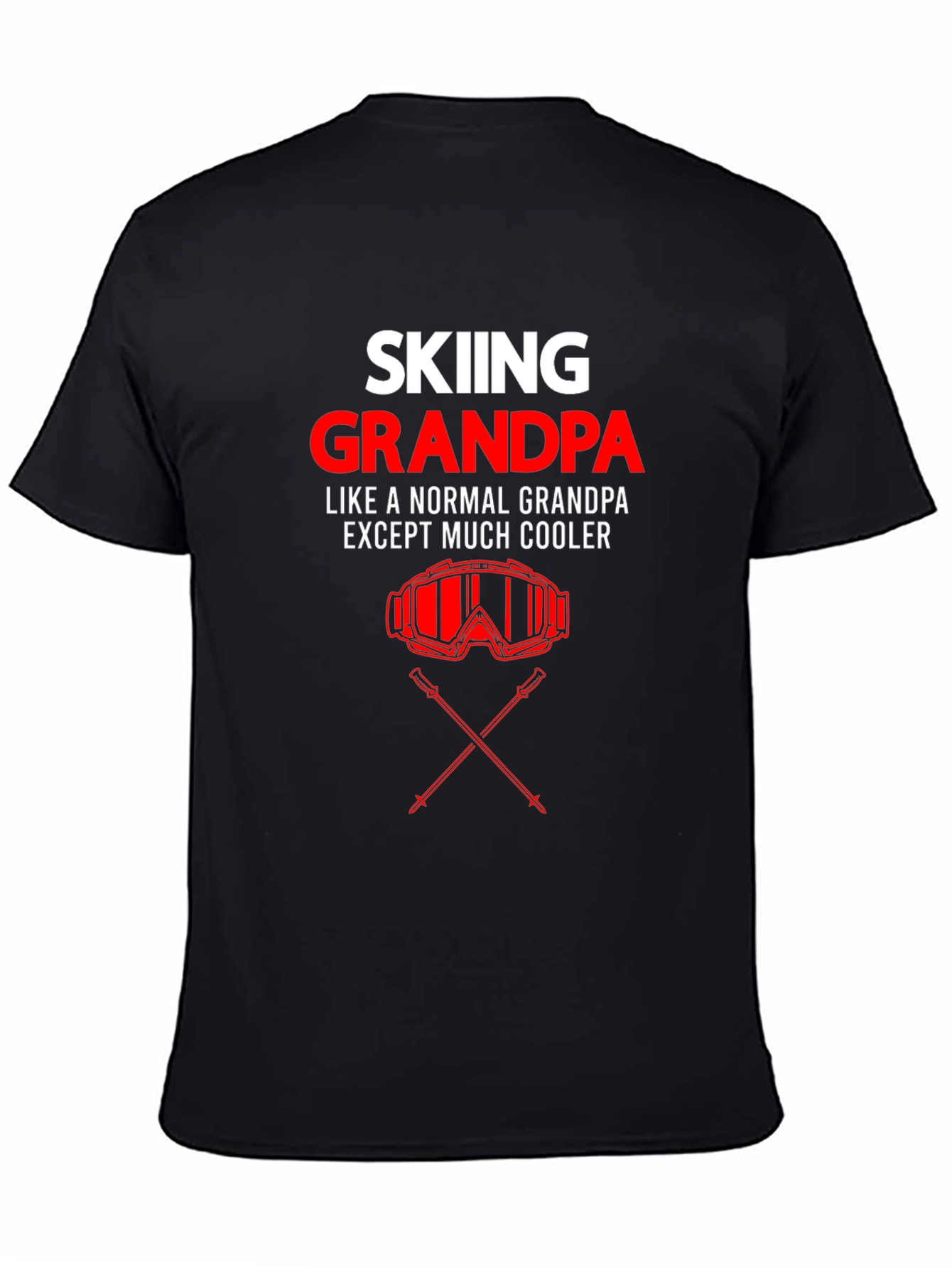 Black Skiing Grandpa T-Shirt - Cool Grandfather Gift view 4