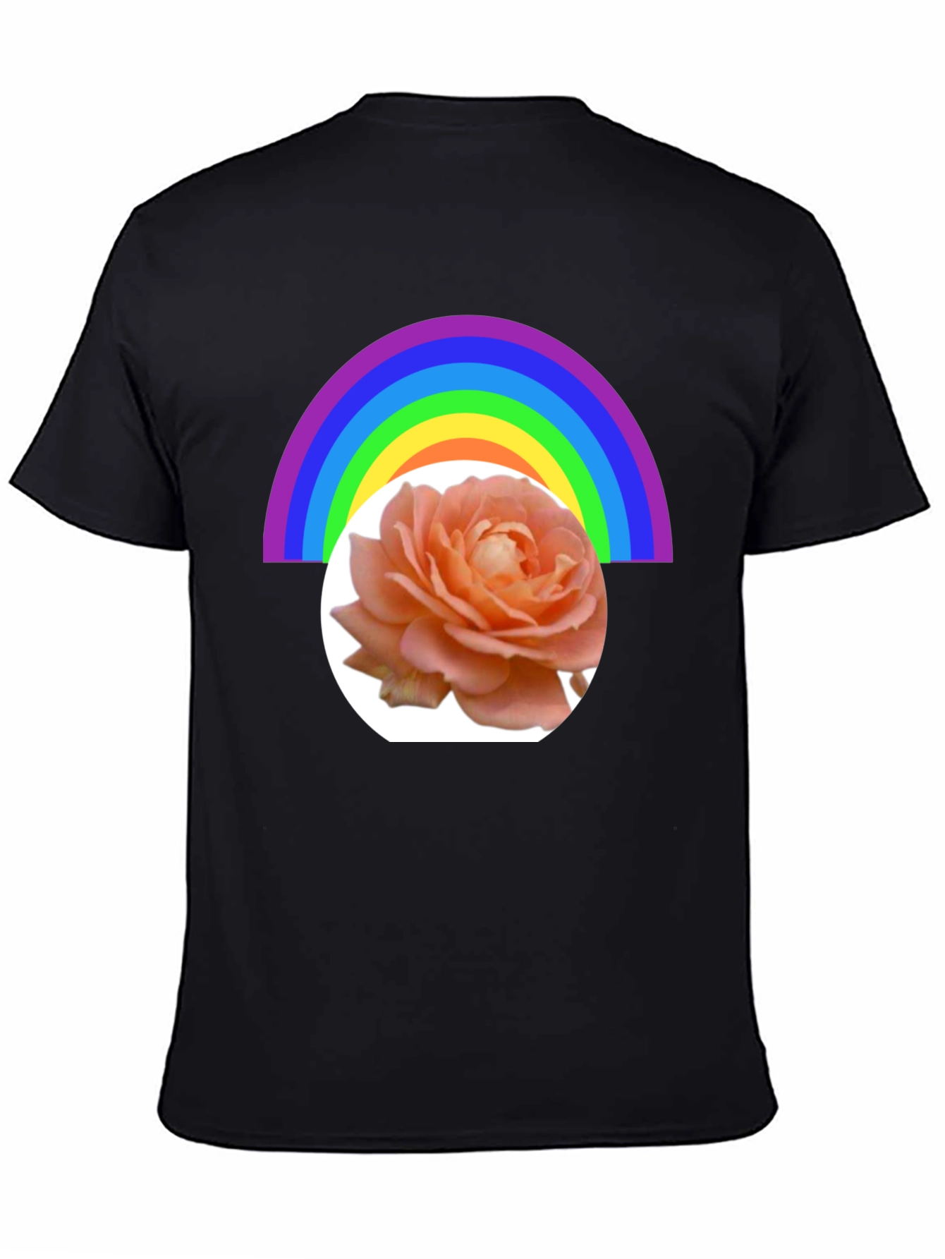 Black Rainbow Rose Graphic Tee - Stylish Casual Wear view 4