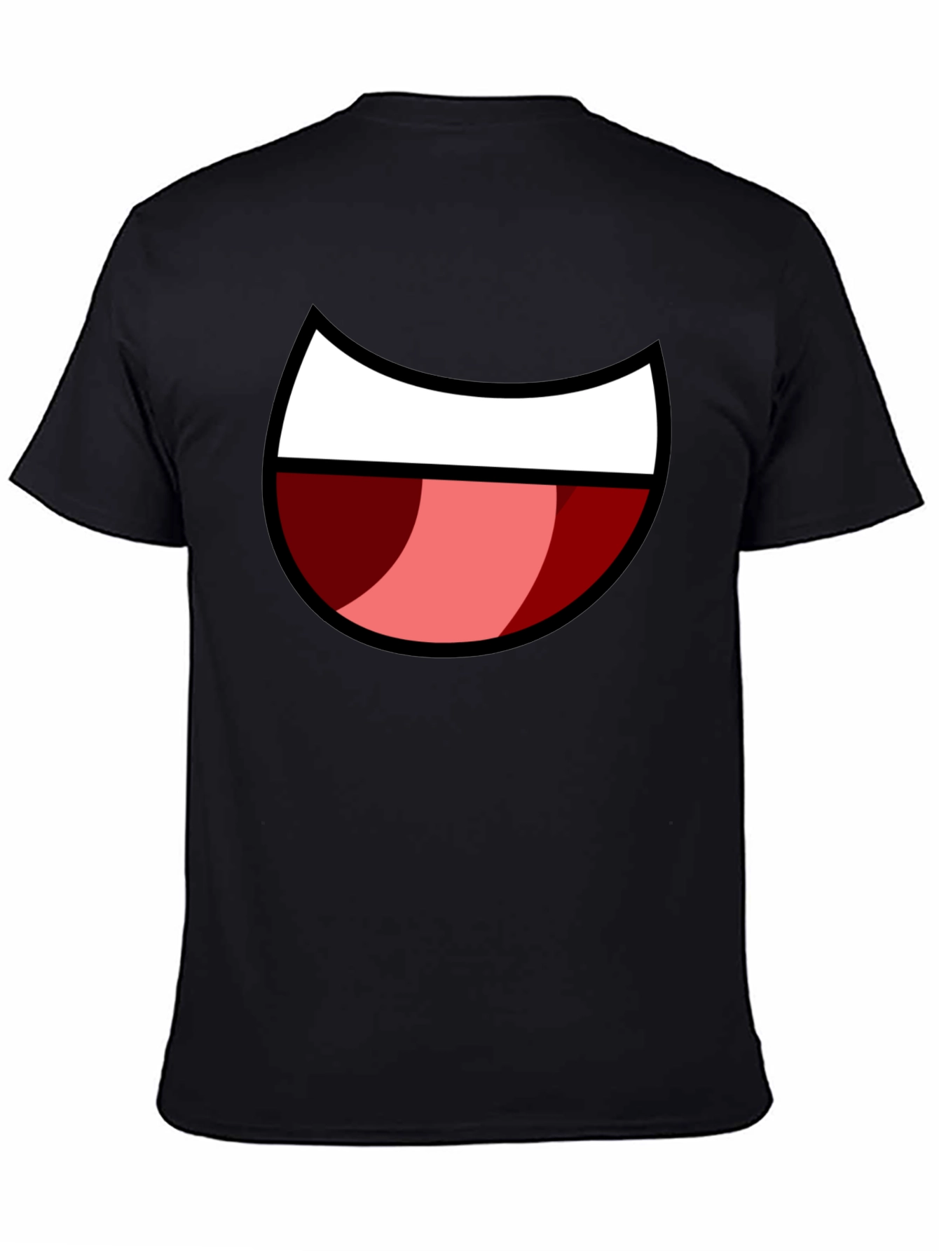 Black Cartoon Mouth Graphic Tee - Black Cotton Blend view 4
