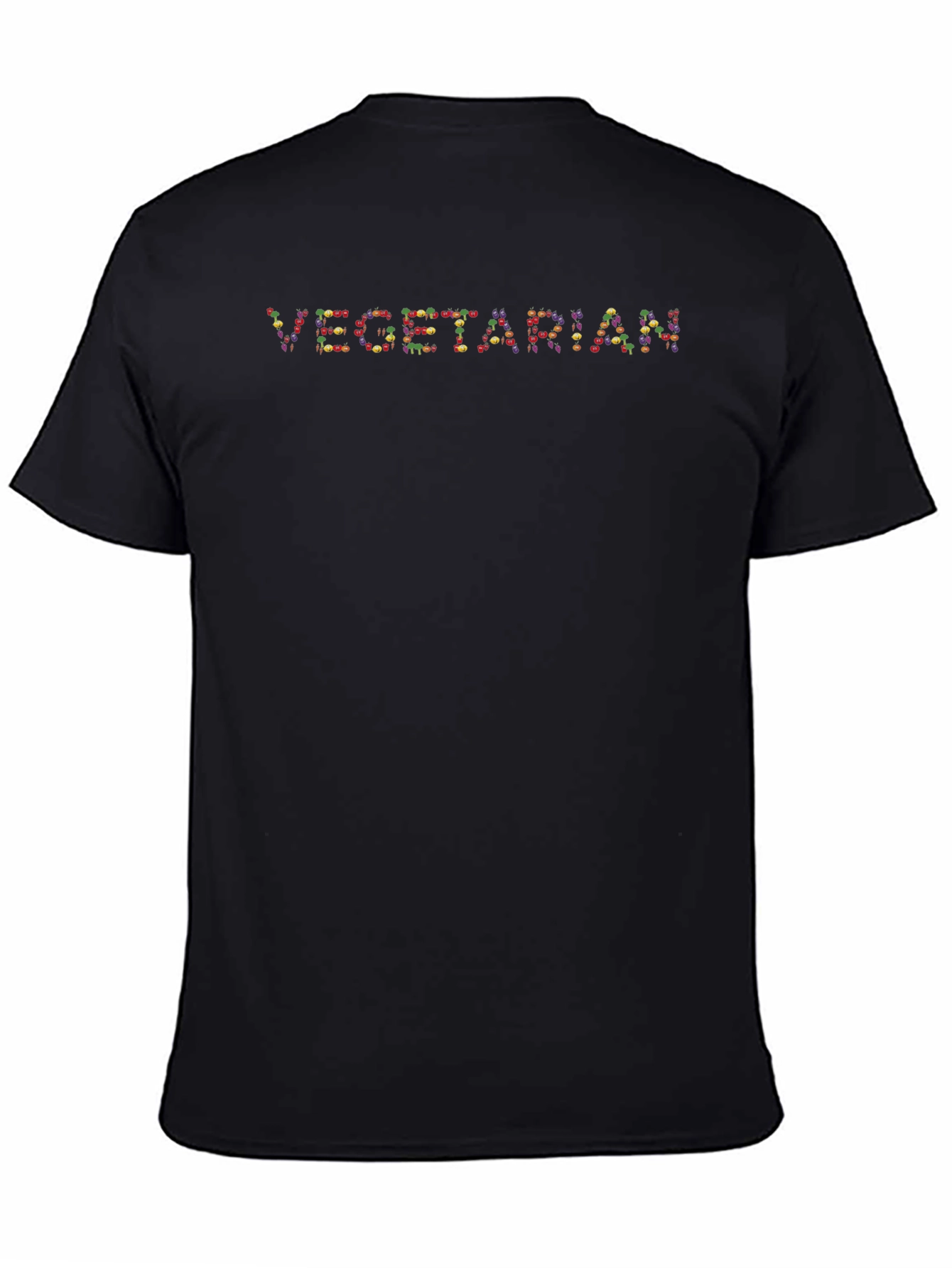 Black Vegetarian Graphic Print Crew Neck T-Shirt view 4
