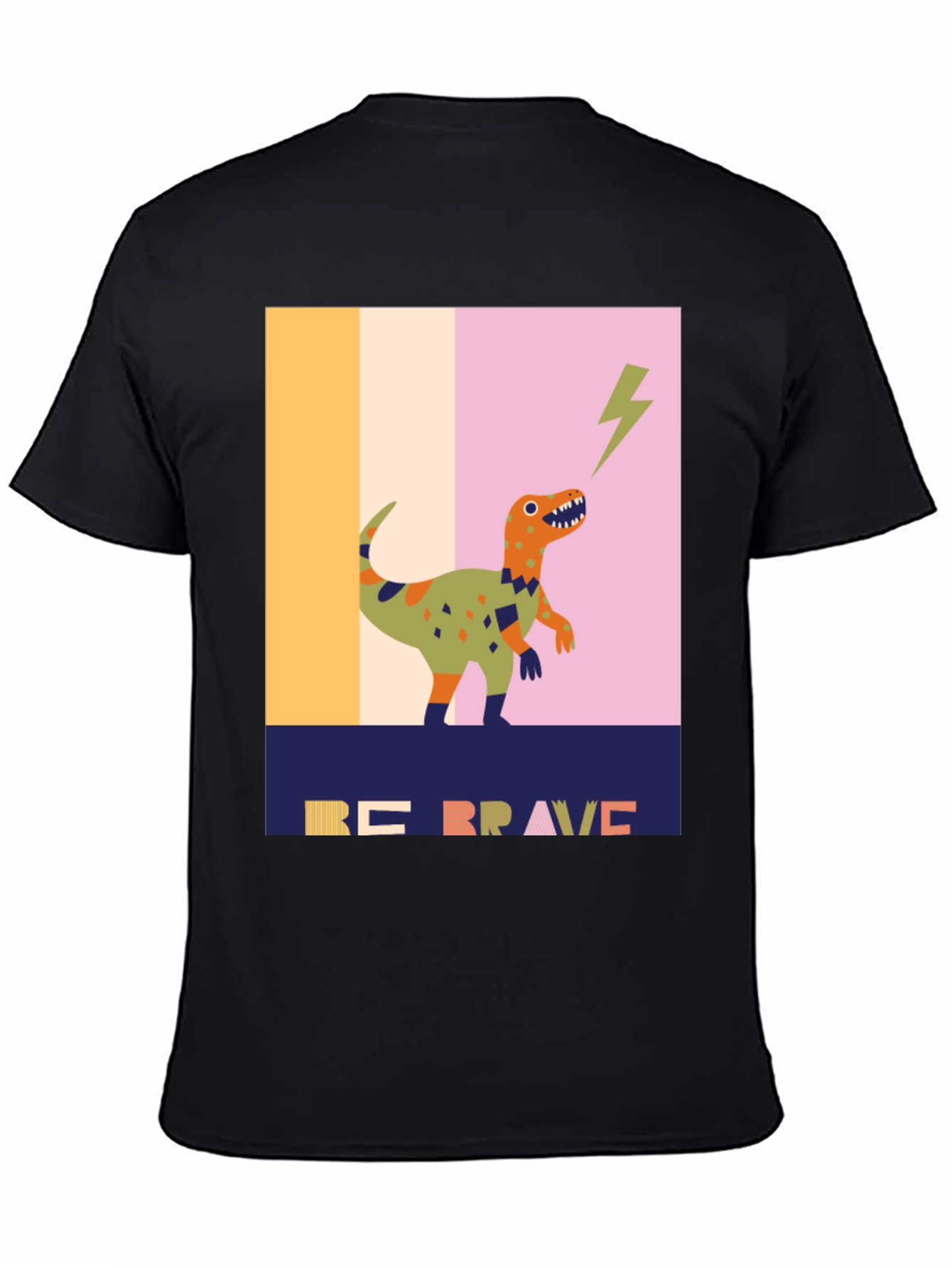 Black Be Brave Dinosaur Graphic Tee - Unique Design view 4