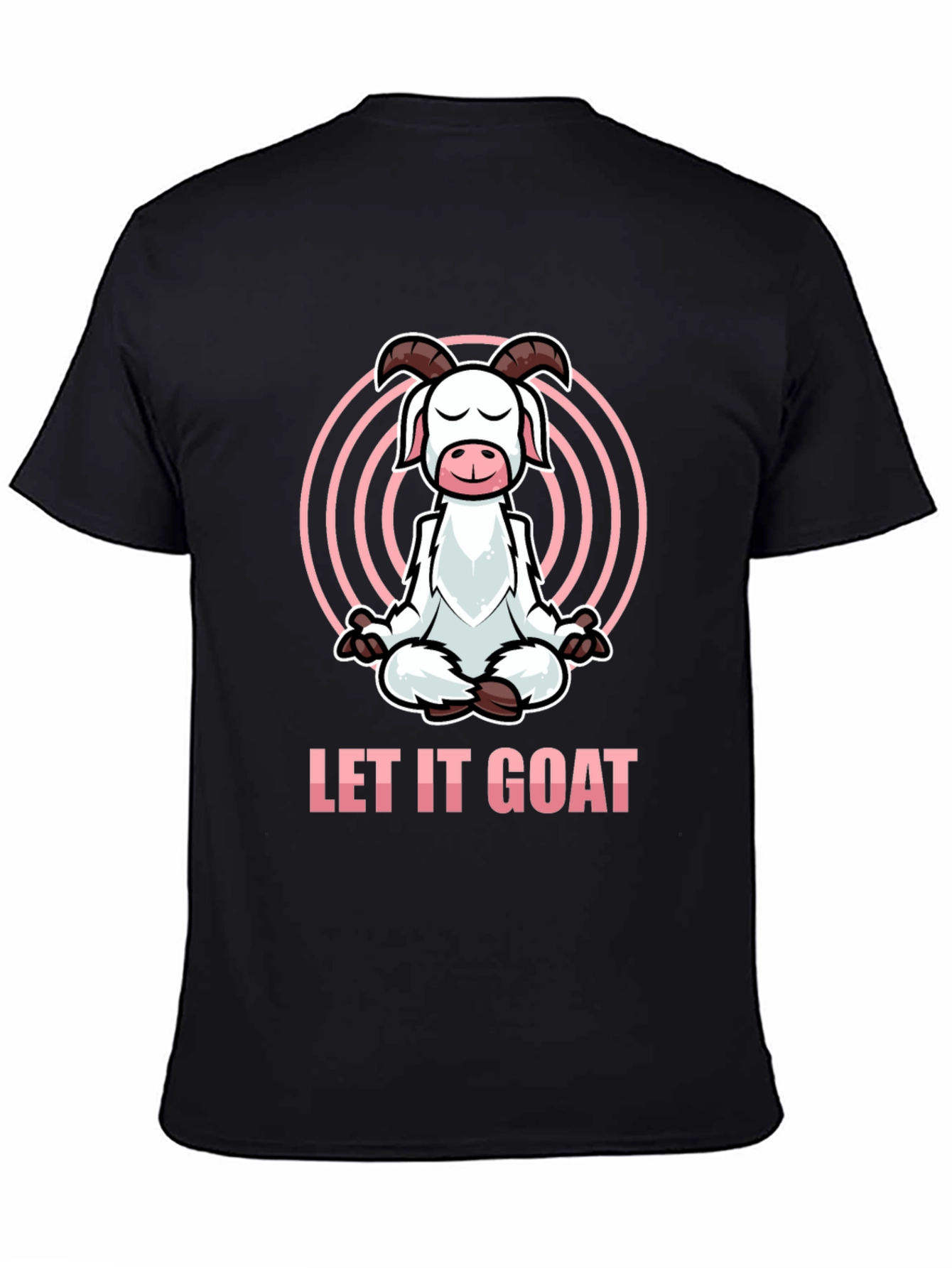 Black Let It Goat Meditation T-Shirt - Funny Yoga Design view 4