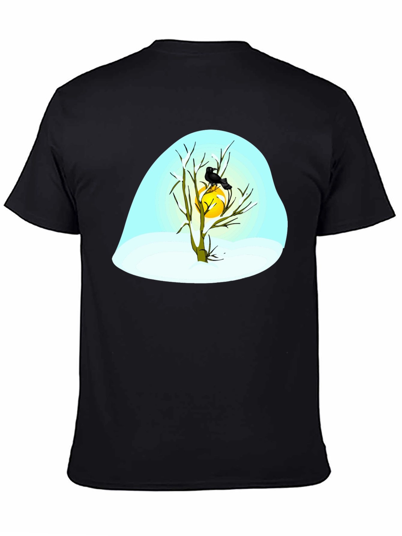 Black Winter Raven Graphic Tee - Black Cotton Blend view 4