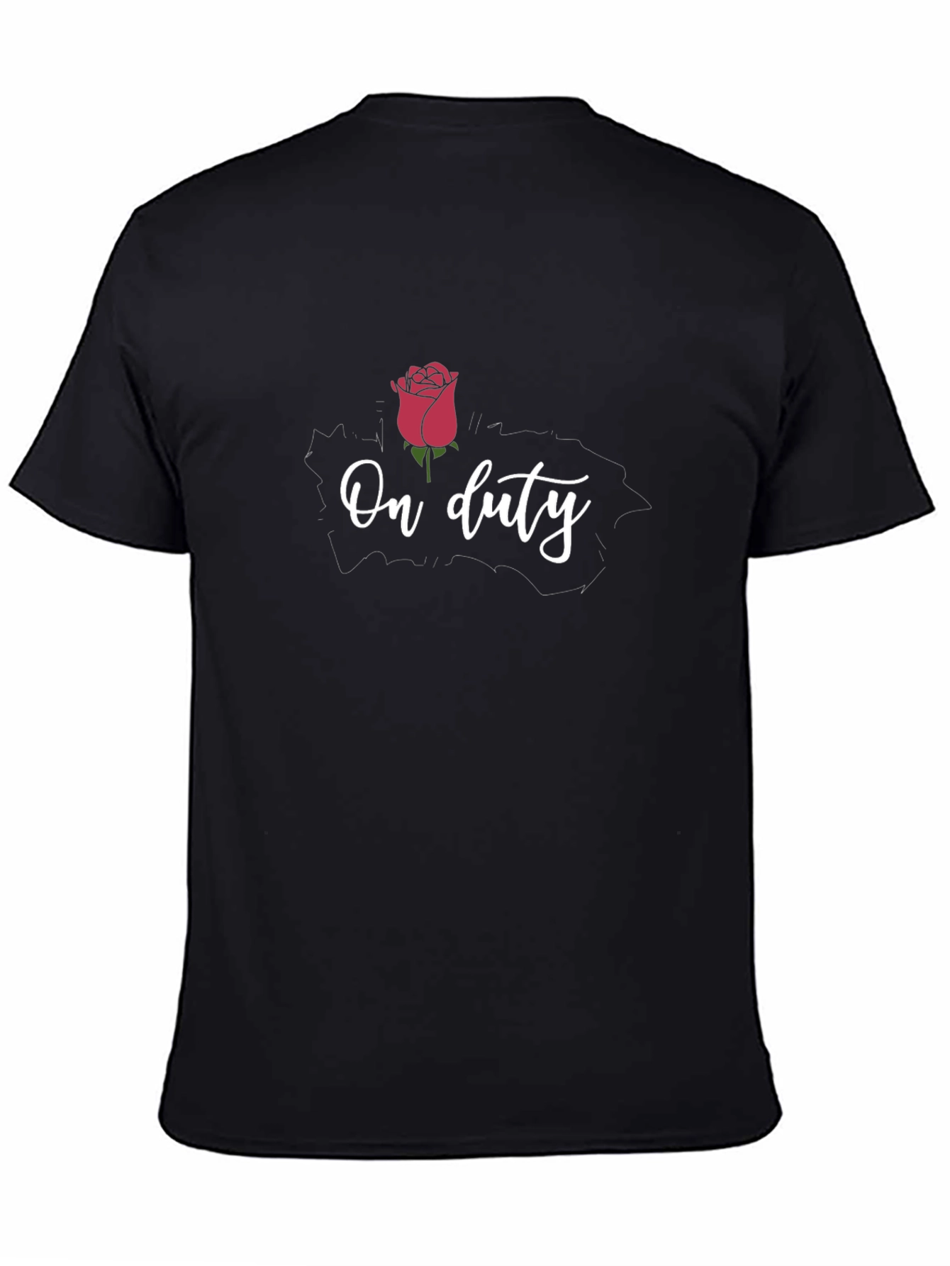 Black On Duty Rose Graphic Tee - Black Casual T-Shirt view 4