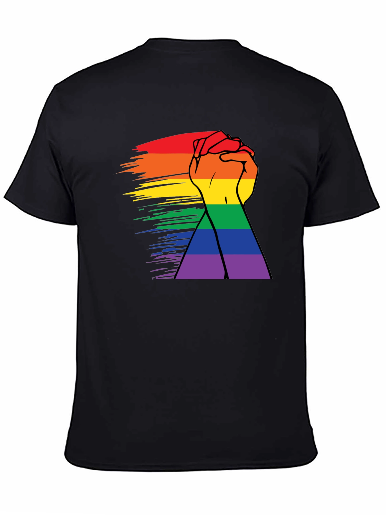 Black Pride Rainbow Hands Black T-Shirt view 4