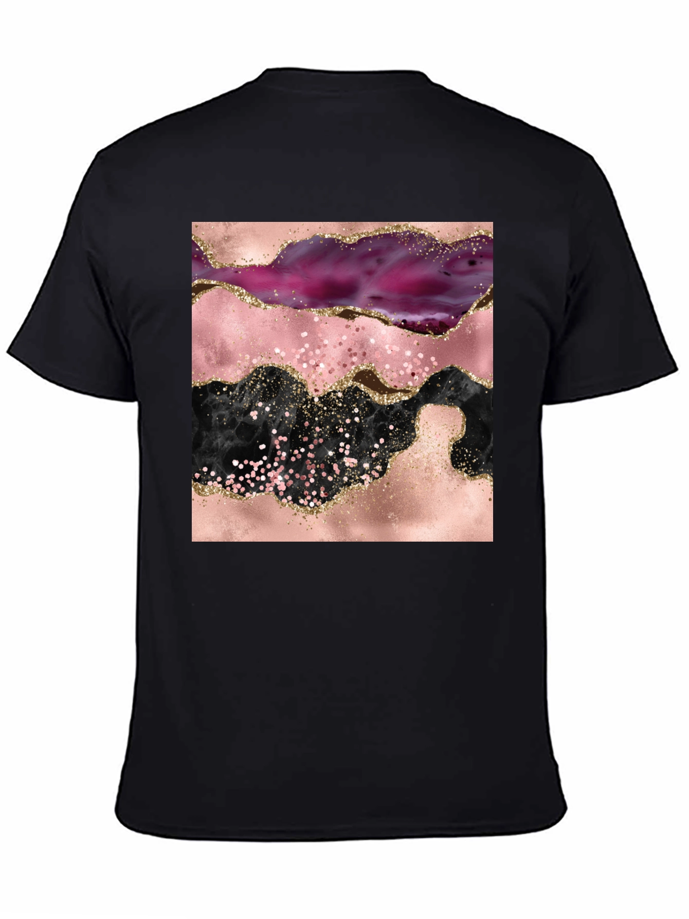 Black Abstract Geode Print Black Crew Neck T-Shirt view 4