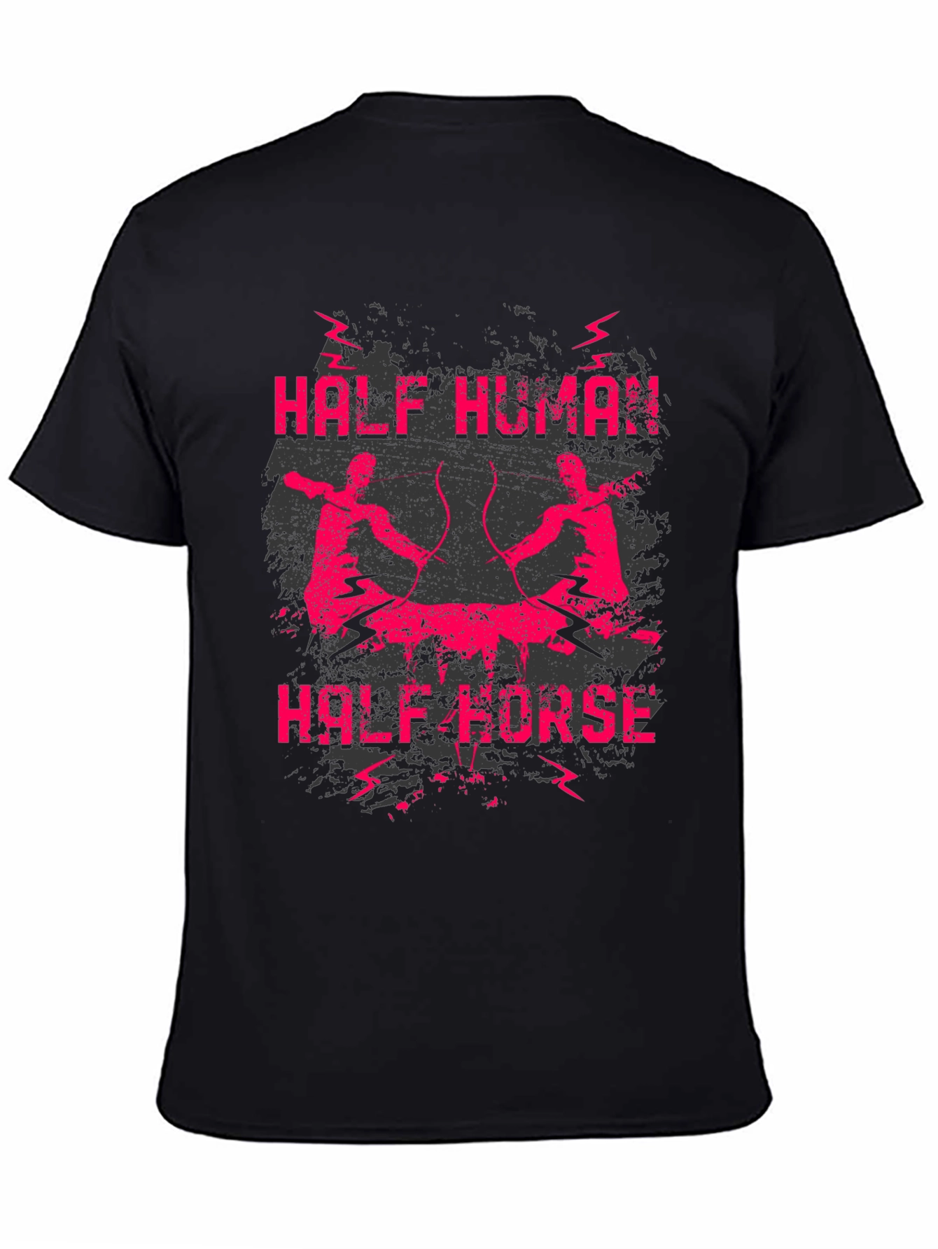 Black Half Human Half Horse Graphic Tee view 4