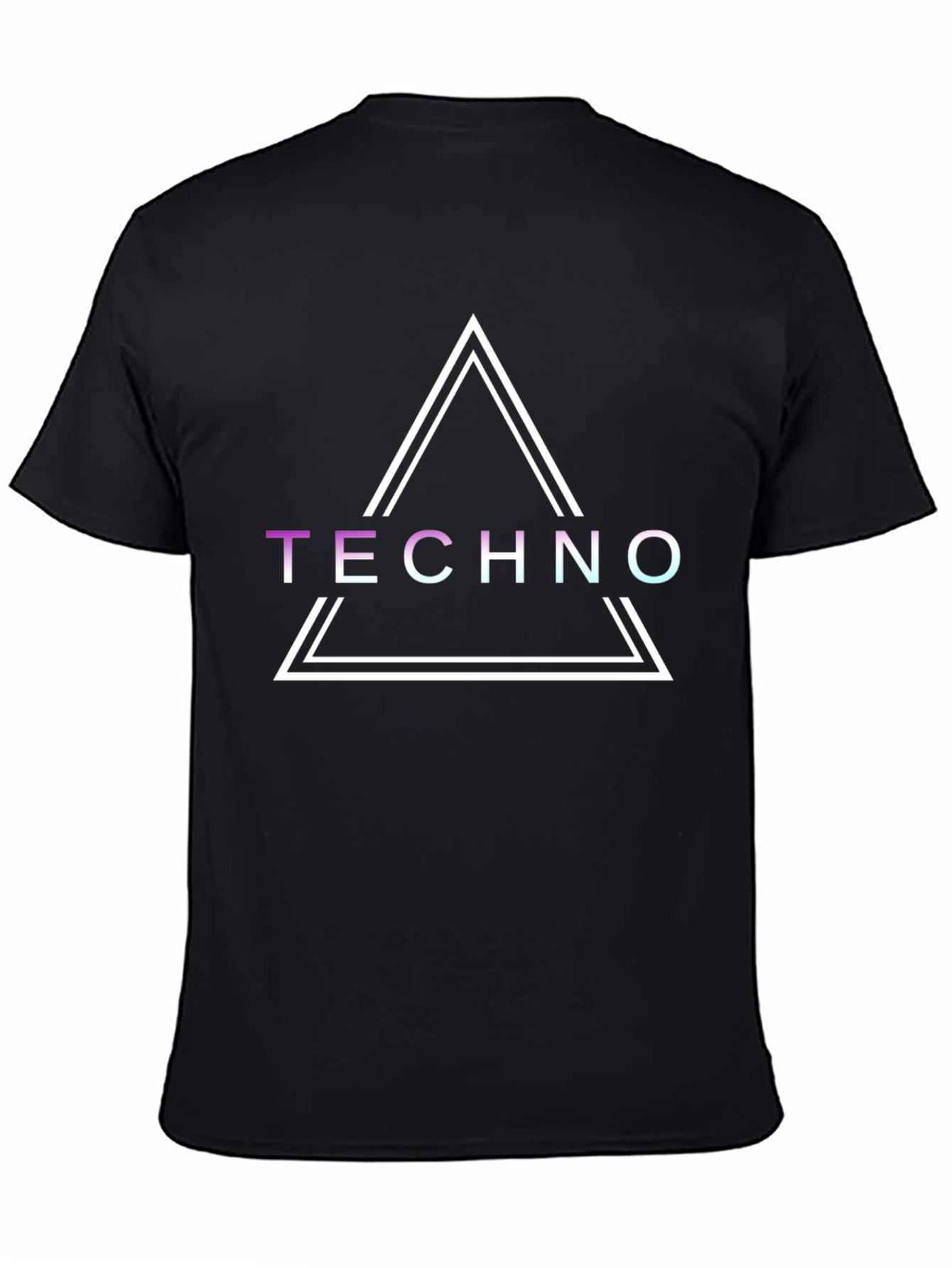 Black Techno Triangle Graphic Tee - Black Cotton T-Shirt view 4
