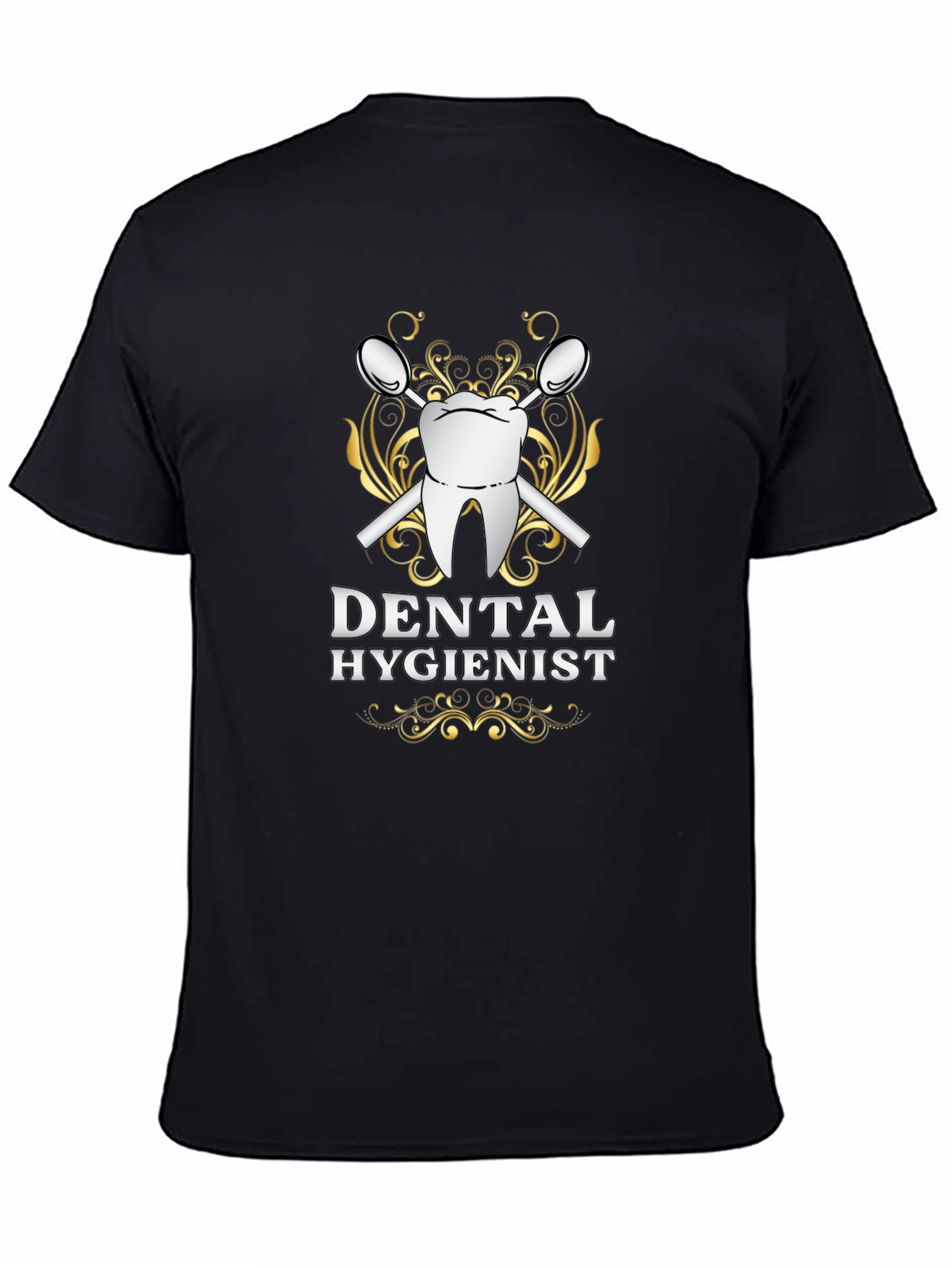 Black Dental Hygienist Graphic T-Shirt - Black Cotton Tee view 4