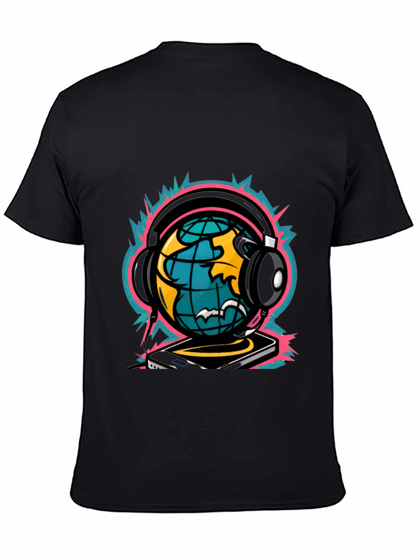 Black DJ World Graphic Tee - Black view 4