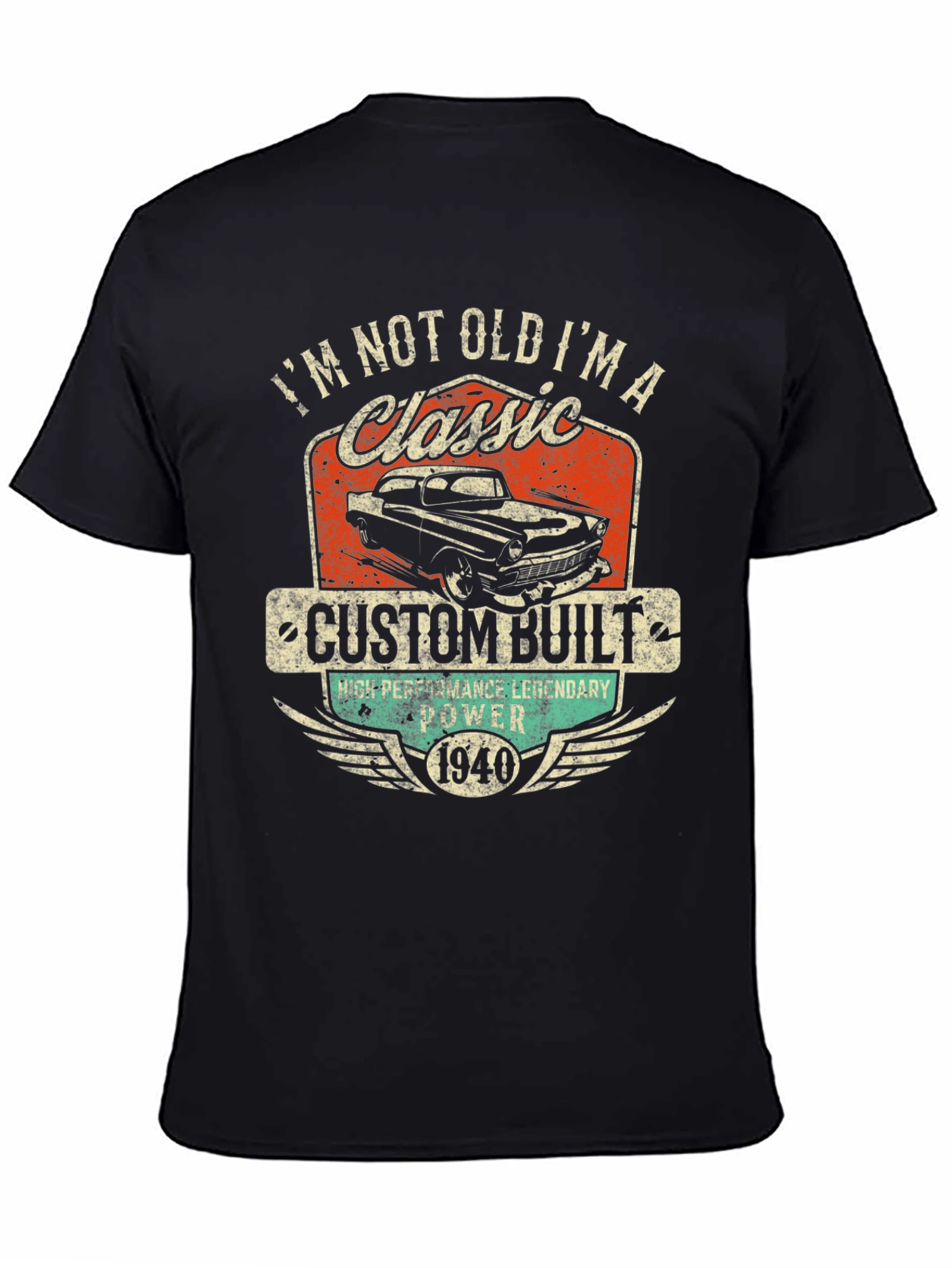 Black Classic Car T-Shirt - I'm Not Old, I'm a Classic view 4