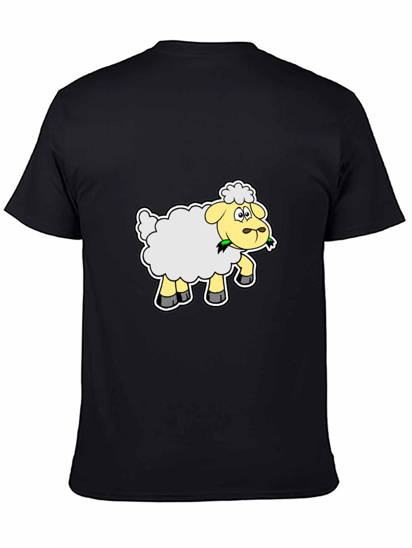 Black Cute Cartoon Sheep Graphic Tee - Black Cotton Shirt view 4