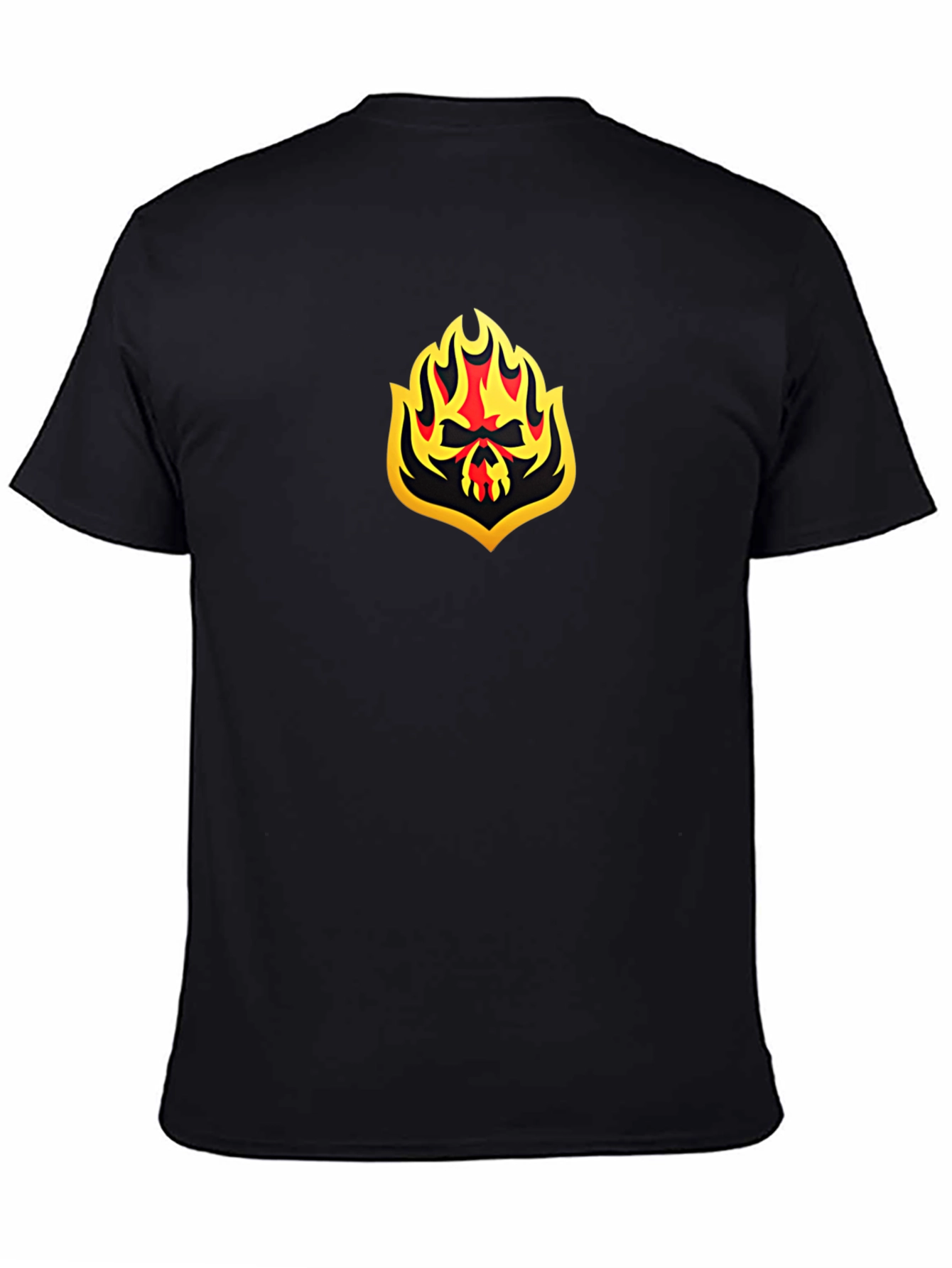 Black Fiery Skull Graphic Black T-Shirt view 4