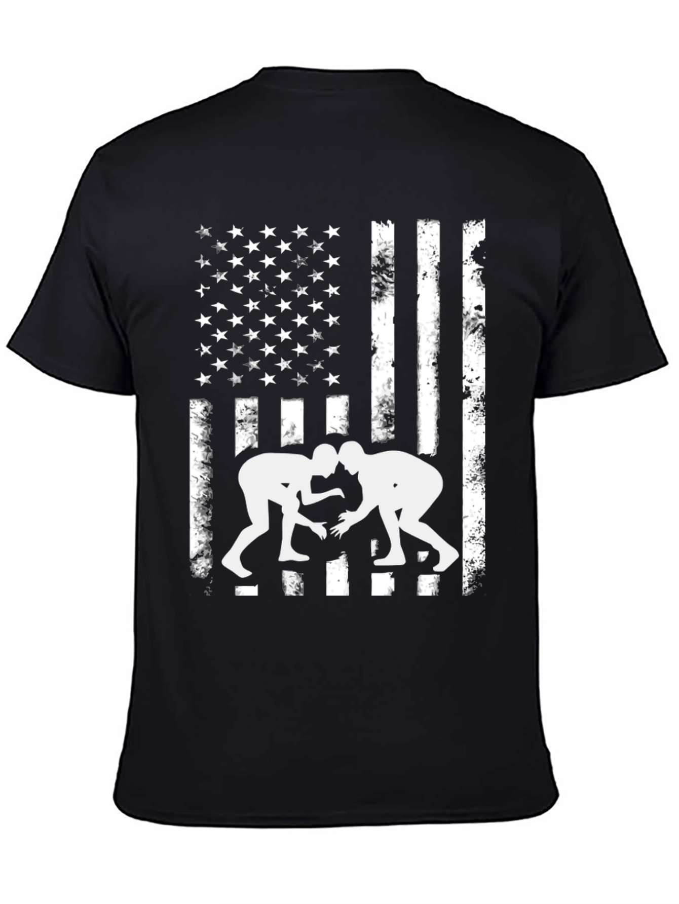 Black Wrestling USA Flag Graphic T-Shirt view 4