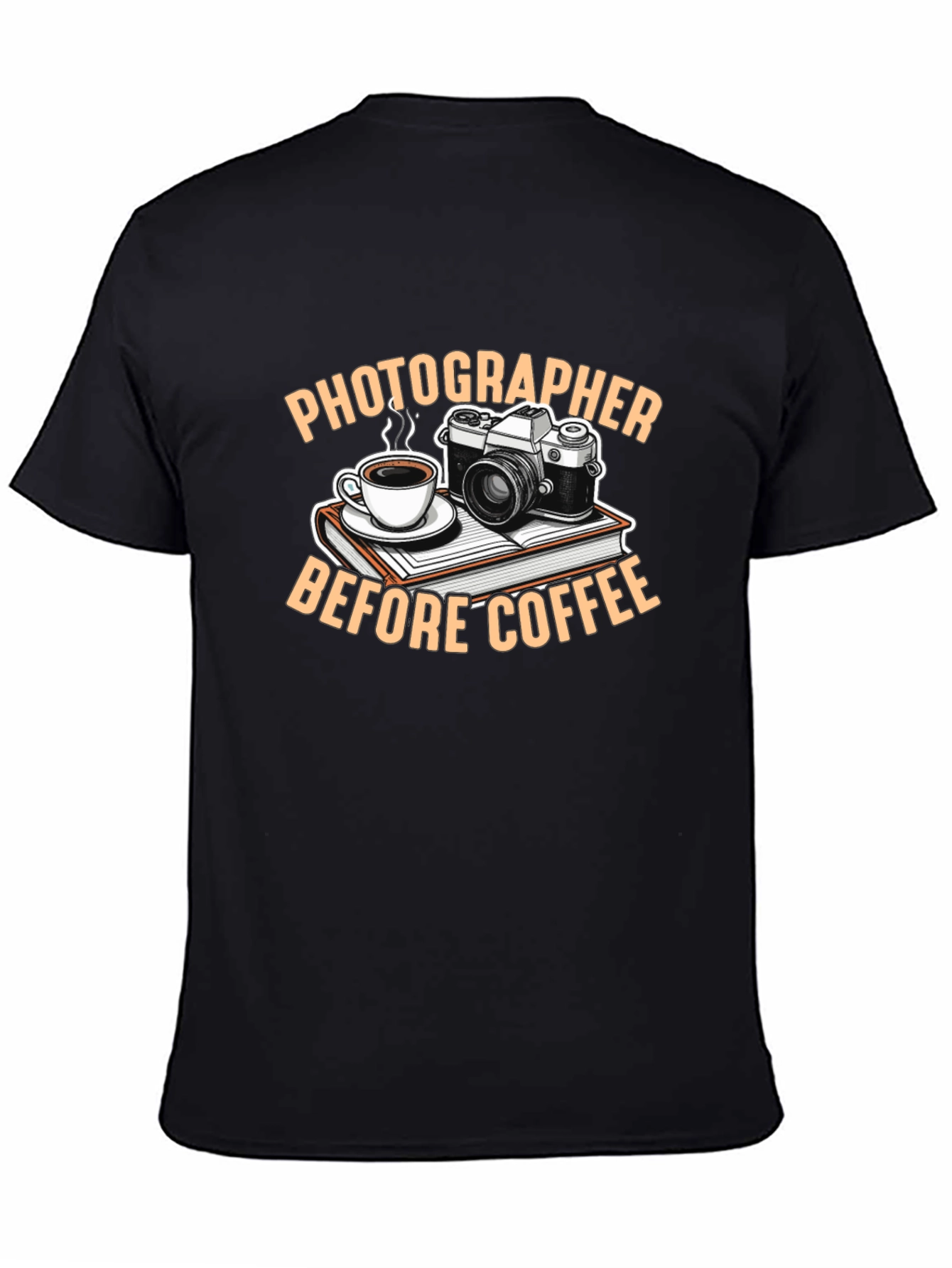 Black Photographer Before Coffee Black T-Shirt view 4