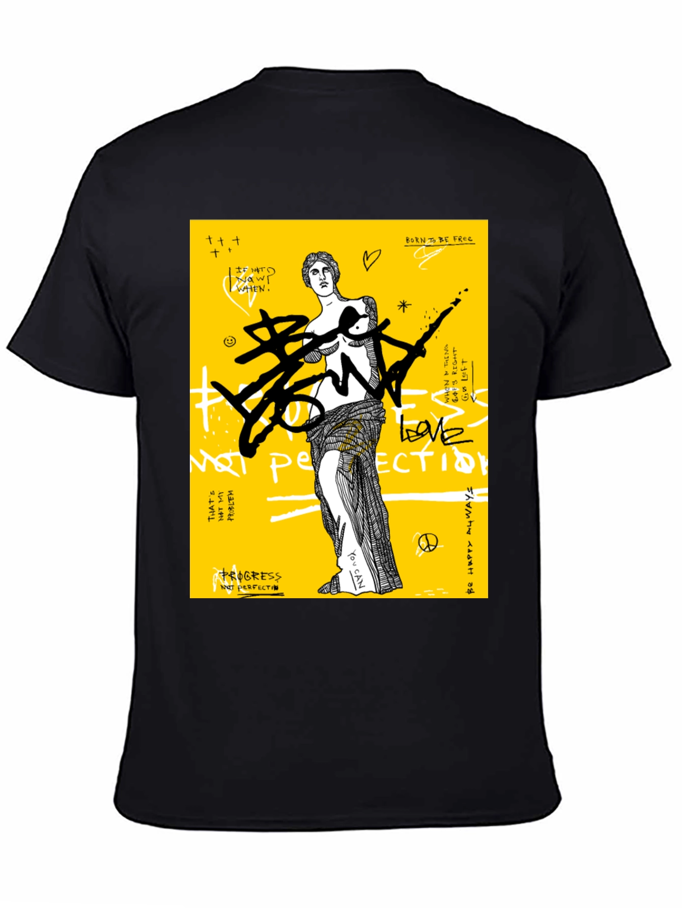 Black Edgy Graphic Print T-Shirt view 4