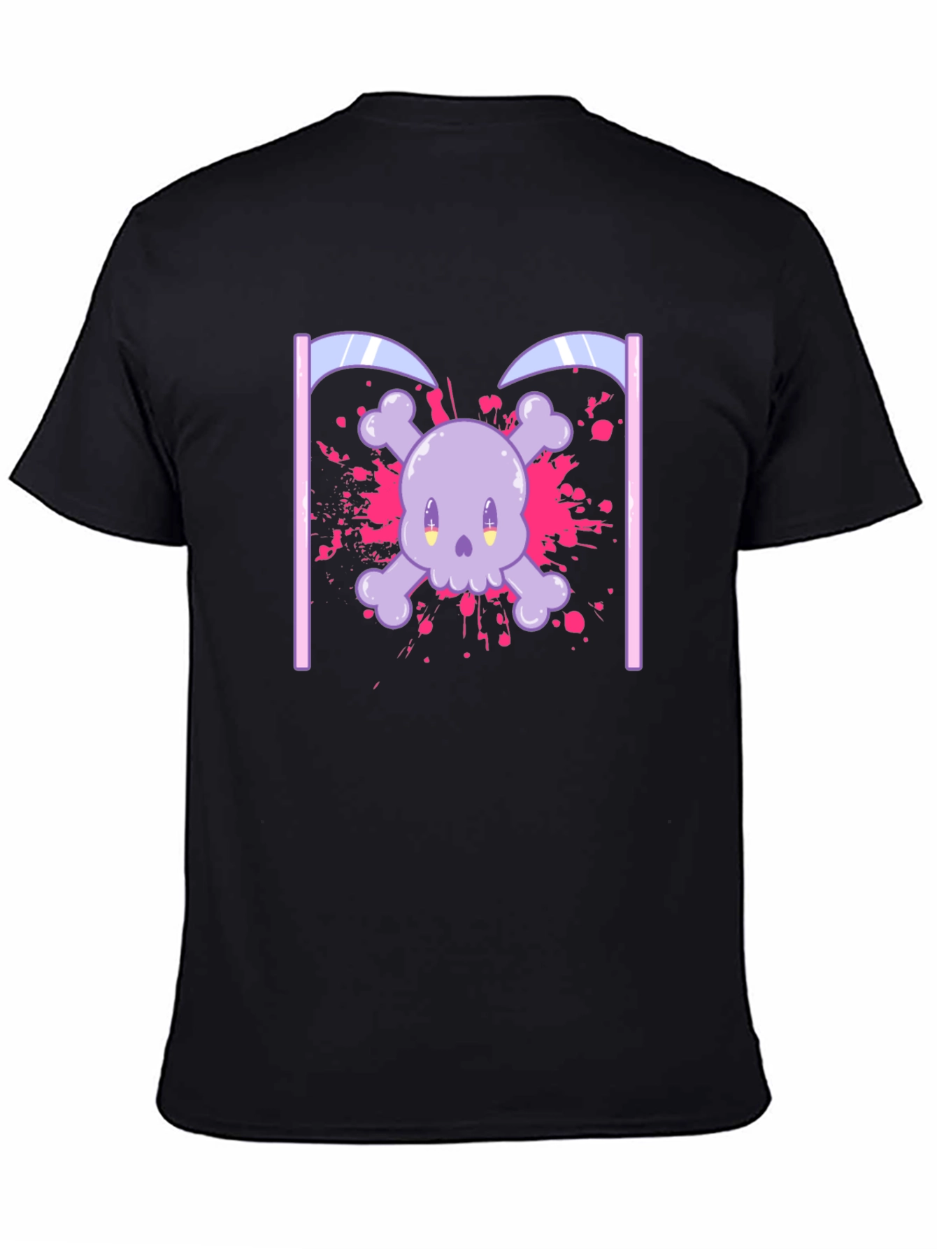 Black Cute Skull and Crossbones Graphic T-Shirt view 4