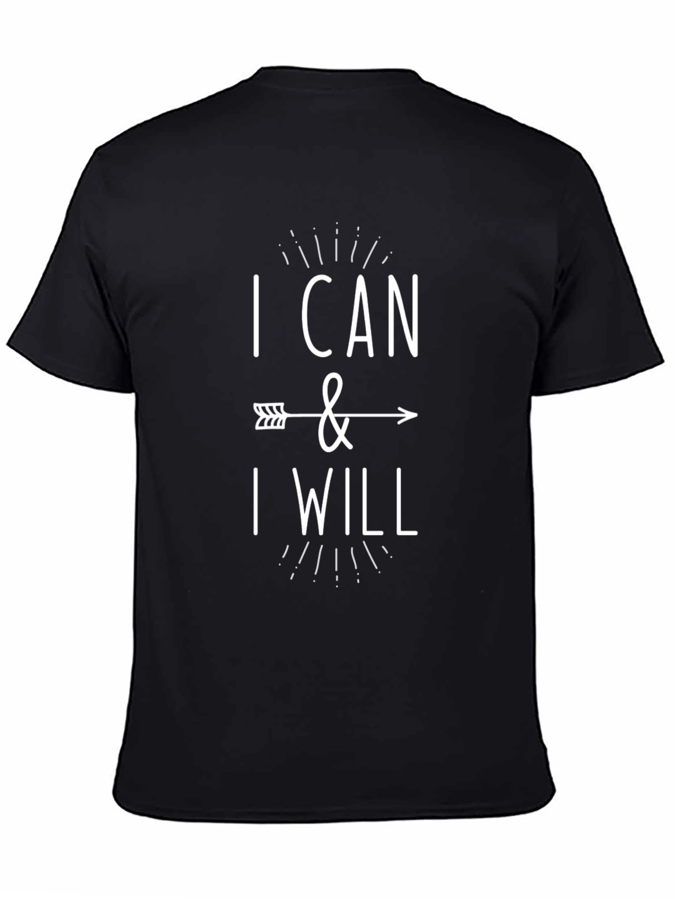 Black Motivational Black T-Shirt: I Can & I Will view 4