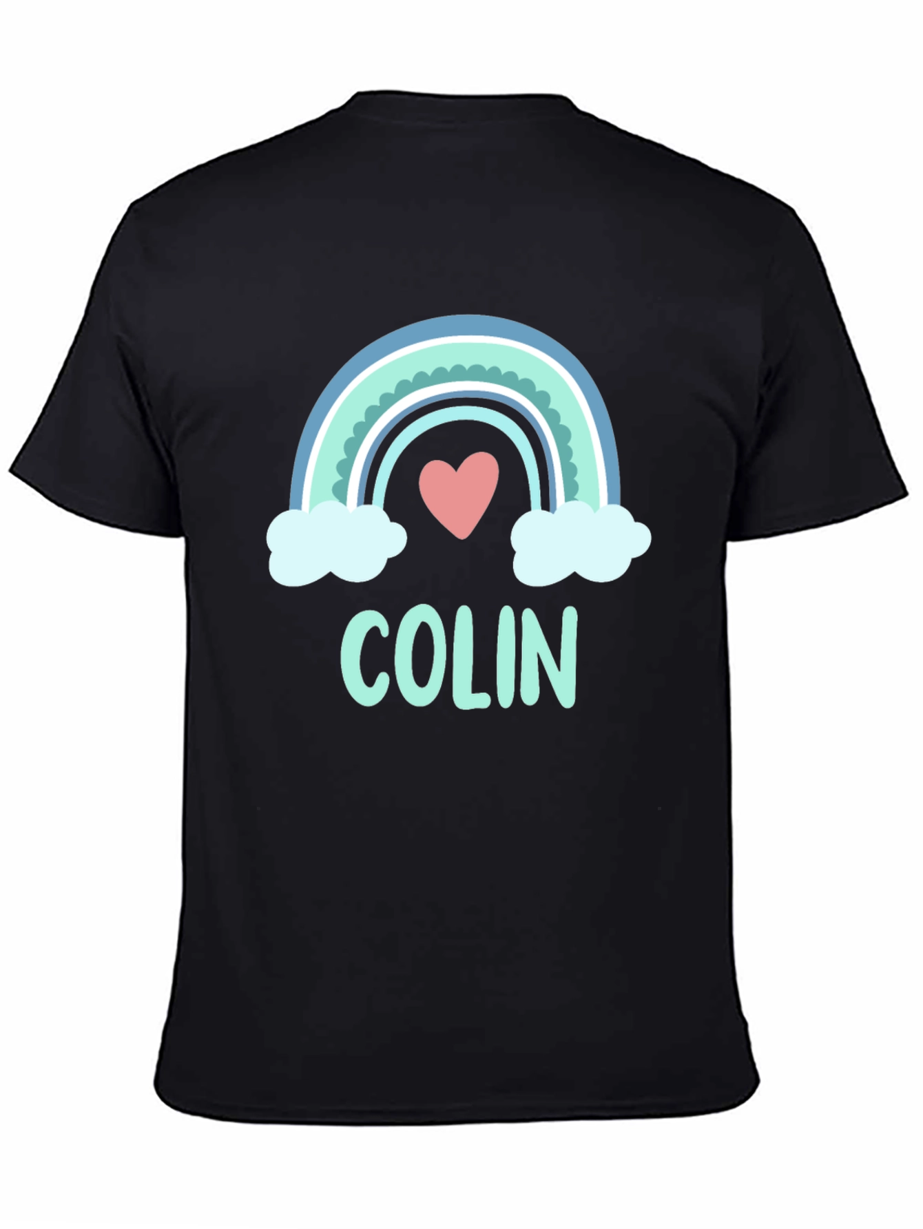 Black Colin Rainbow Heart Graphic T-Shirt - Soft Cotton Blend view 4